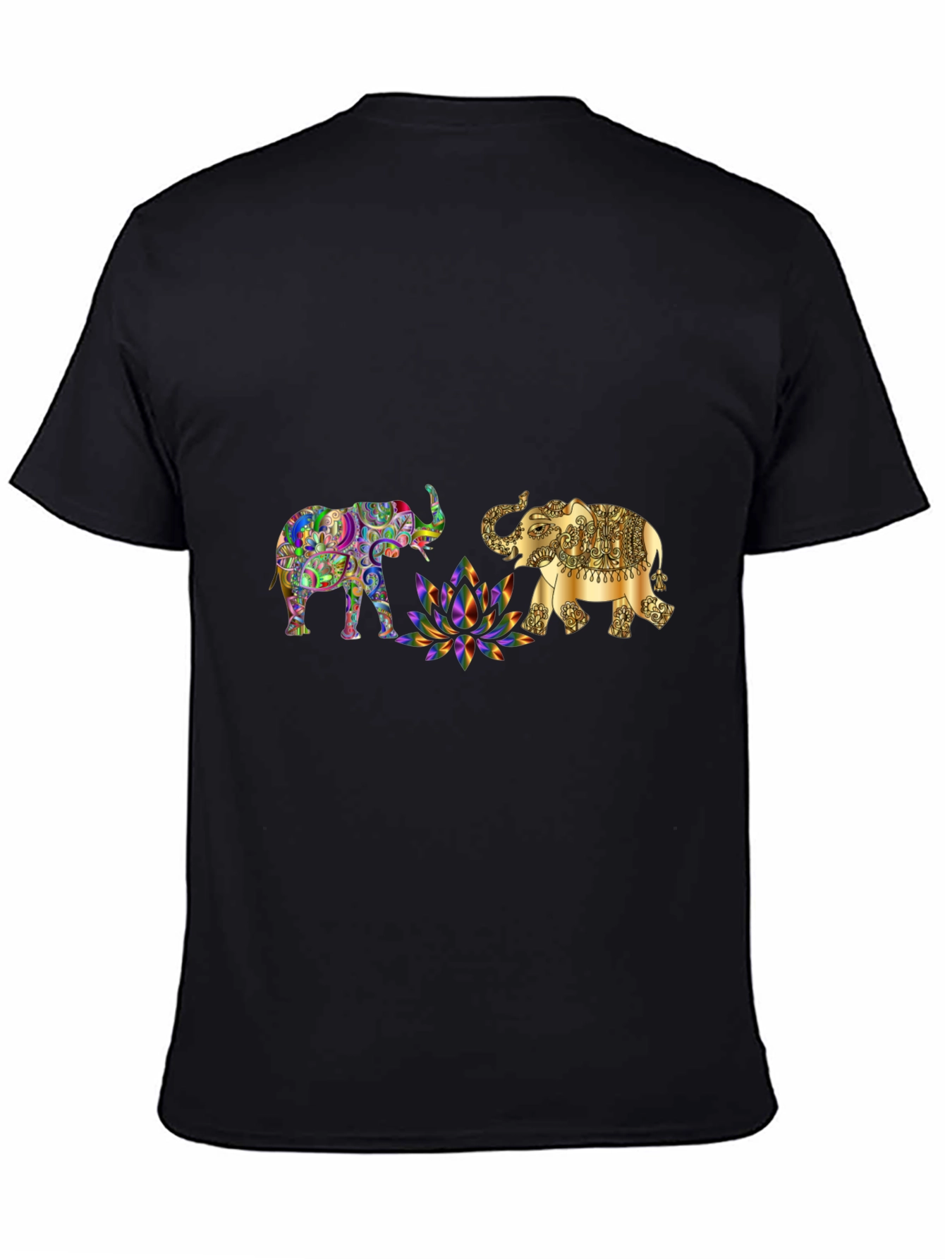 Elephant Graphic Print Black T-Shirt