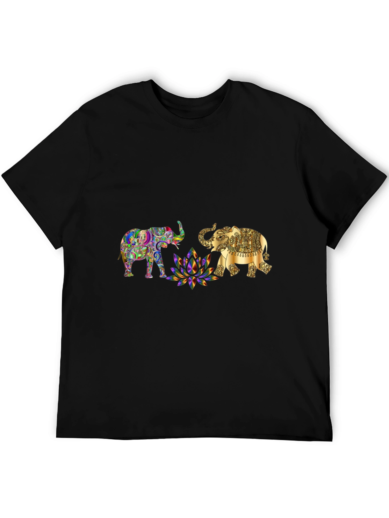 Elephant Graphic Print Black T-Shirt
