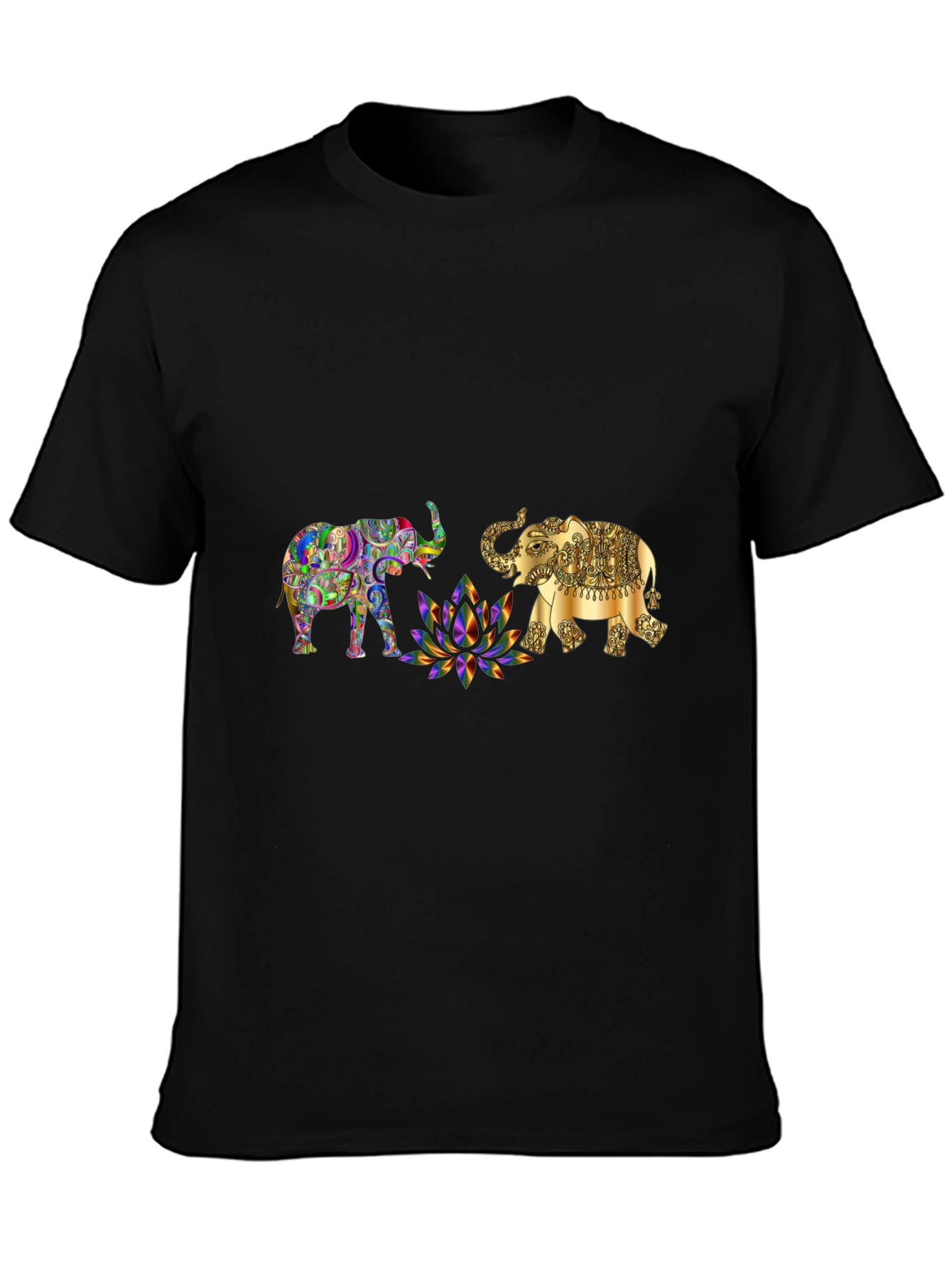 Elephant Graphic Print Black T-Shirt
