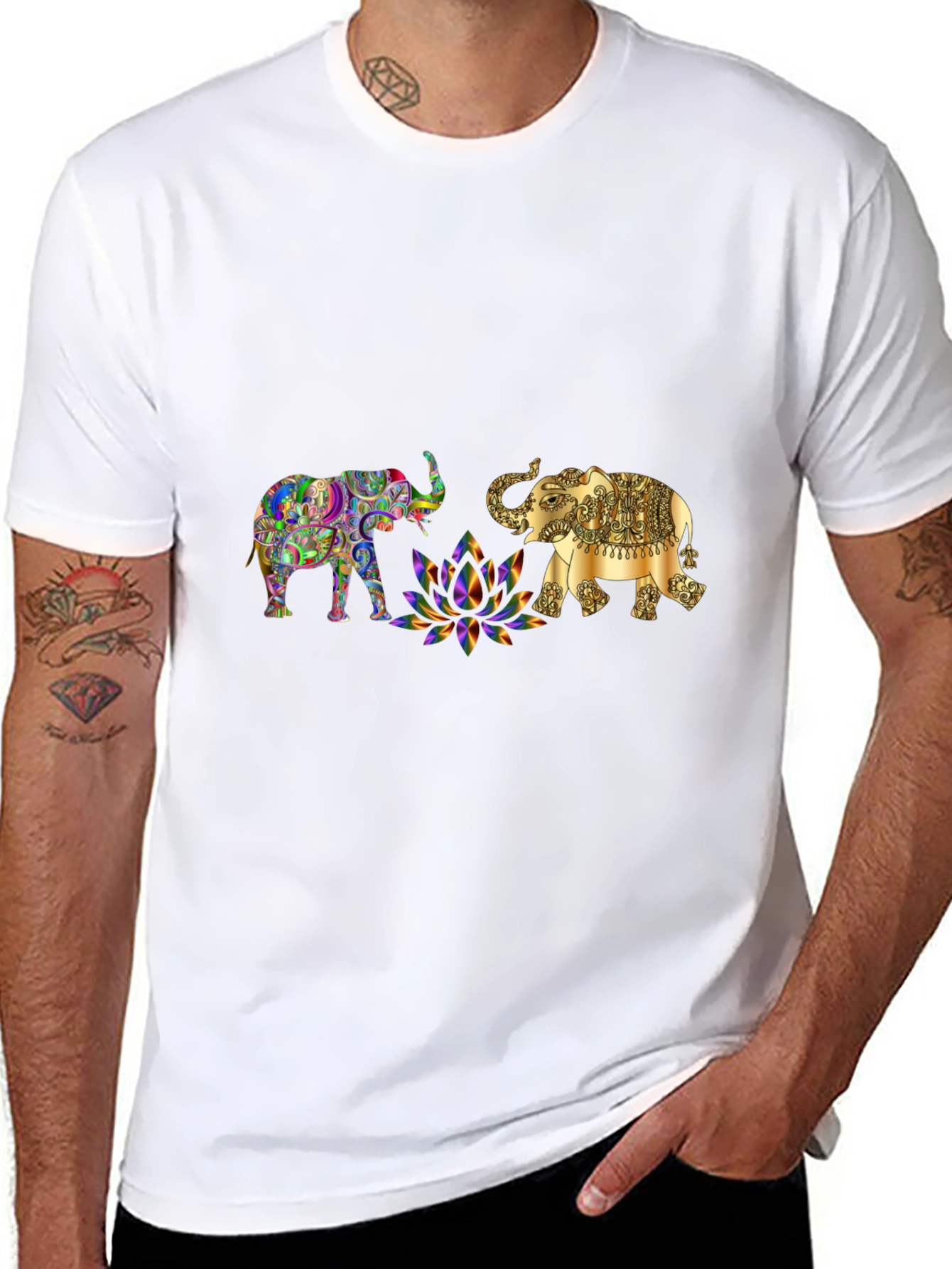 Elephant Graphic Print Black T-Shirt