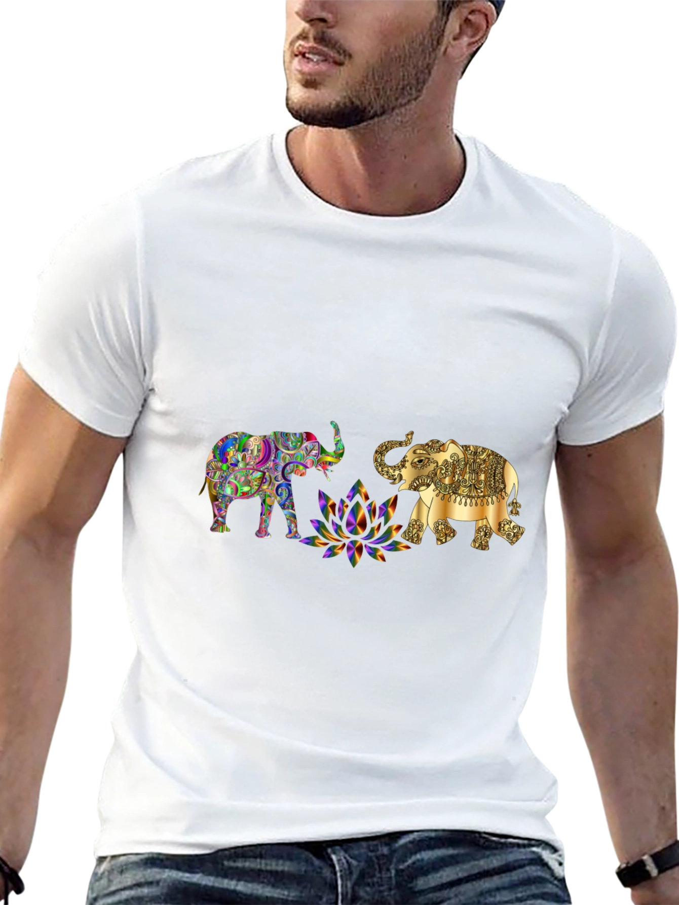 Elephant Graphic Print Black T-Shirt
