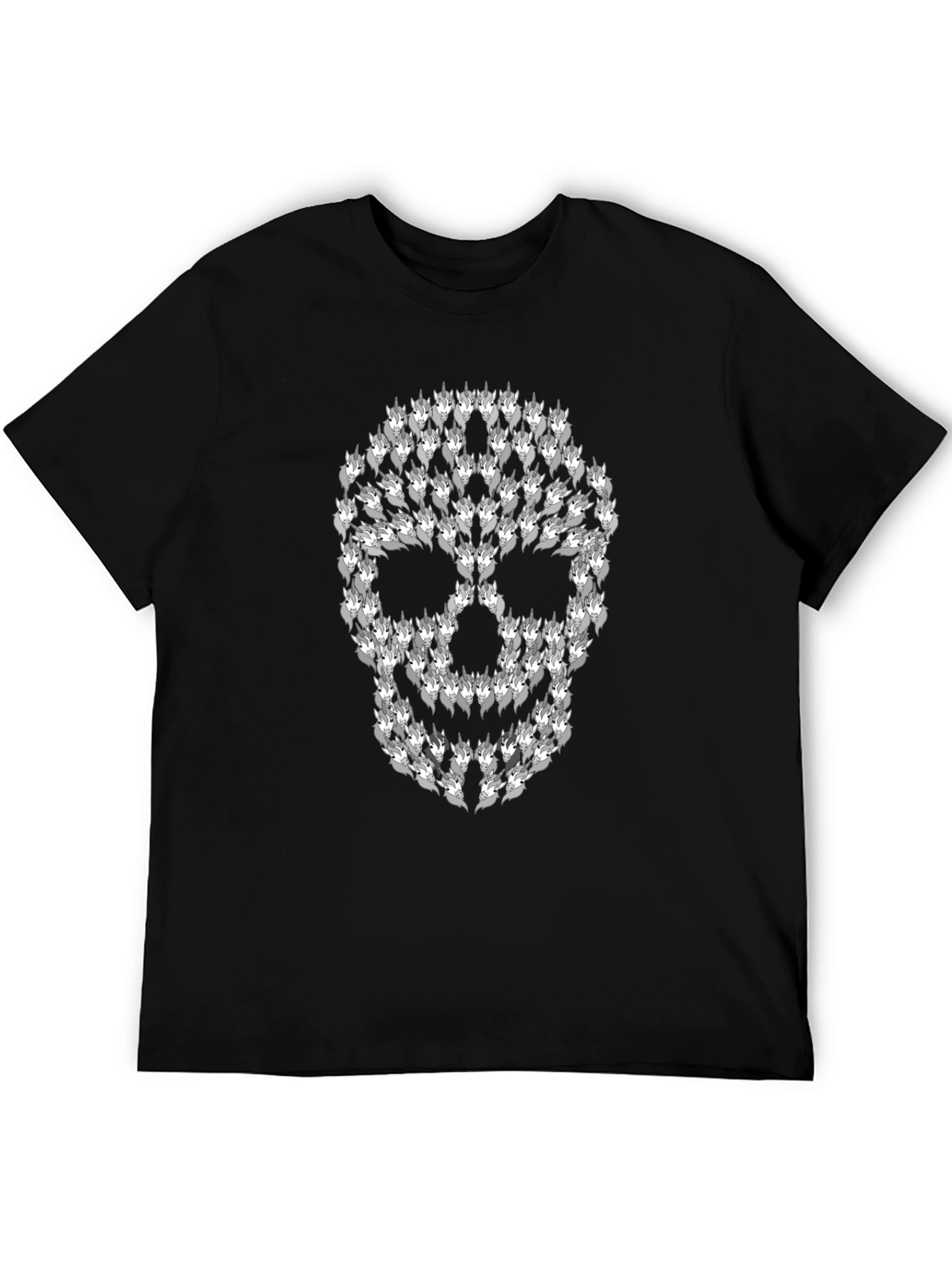 Wolf Skull Graphic T-Shirt - Black
