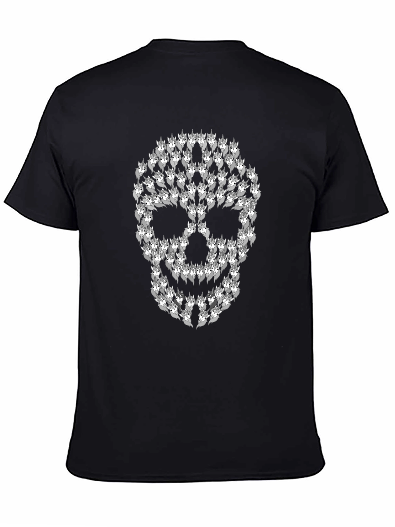 Wolf Skull Graphic T-Shirt - Black