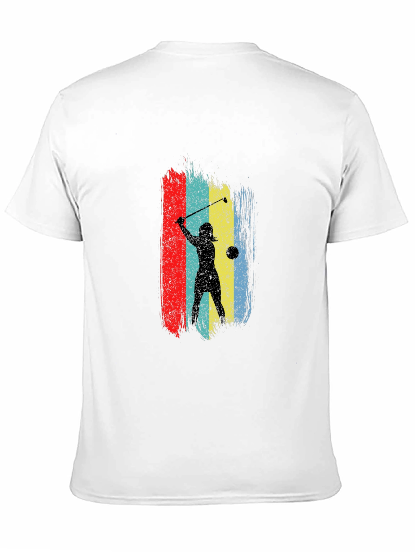 Retro Golfer Silhouette Graphic Tee - Black Cotton T-Shirt