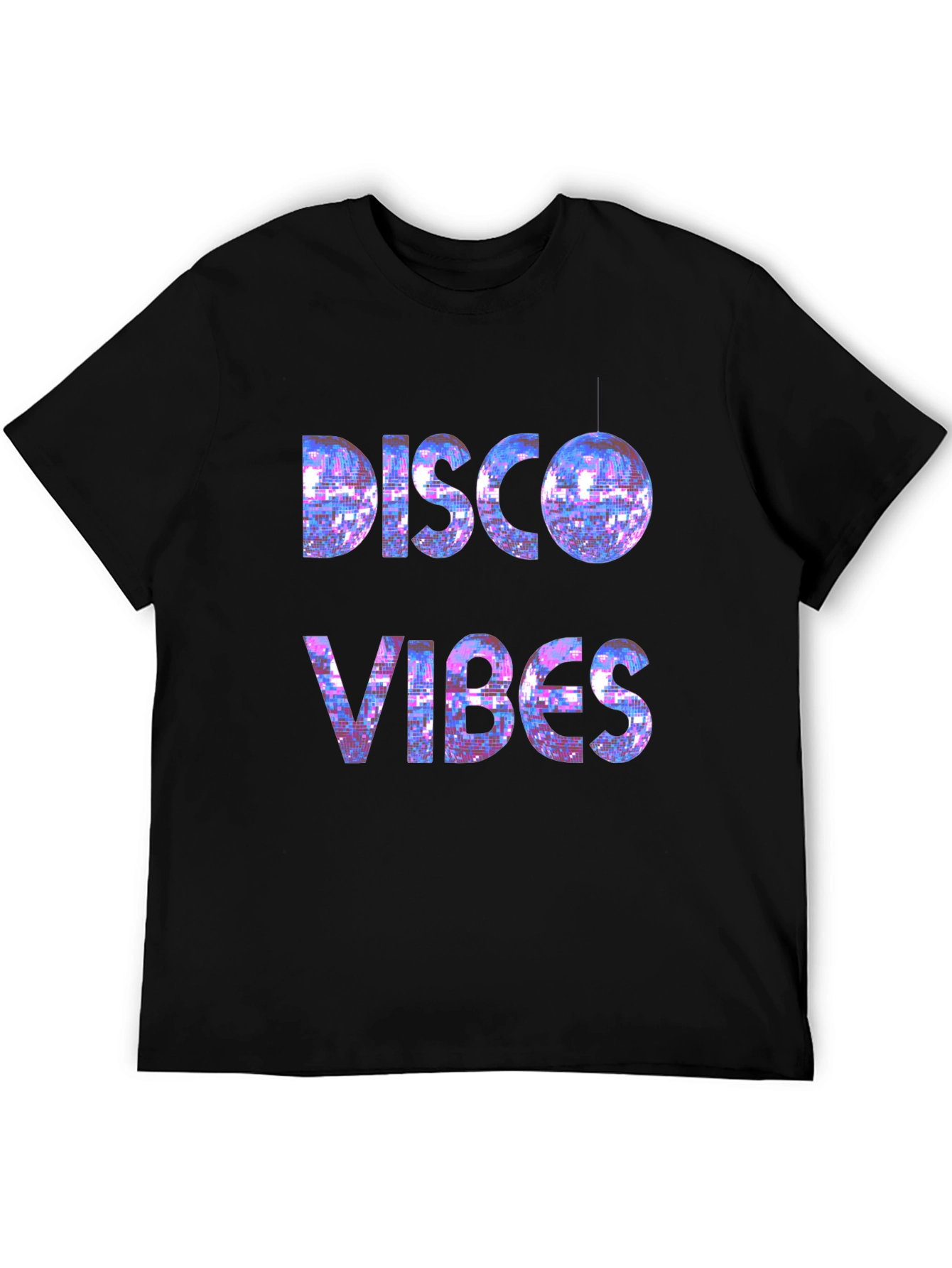 Disco Vibes Graphic Tee - Black Cotton T-Shirt