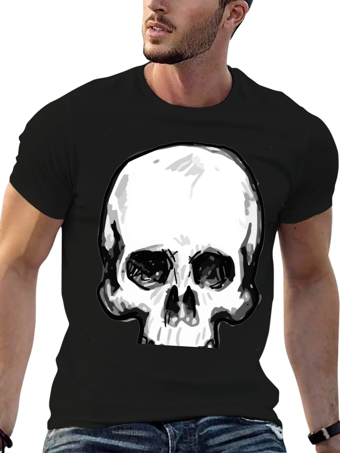 Skull Graphic Tee - Stylish Black Cotton T-Shirt