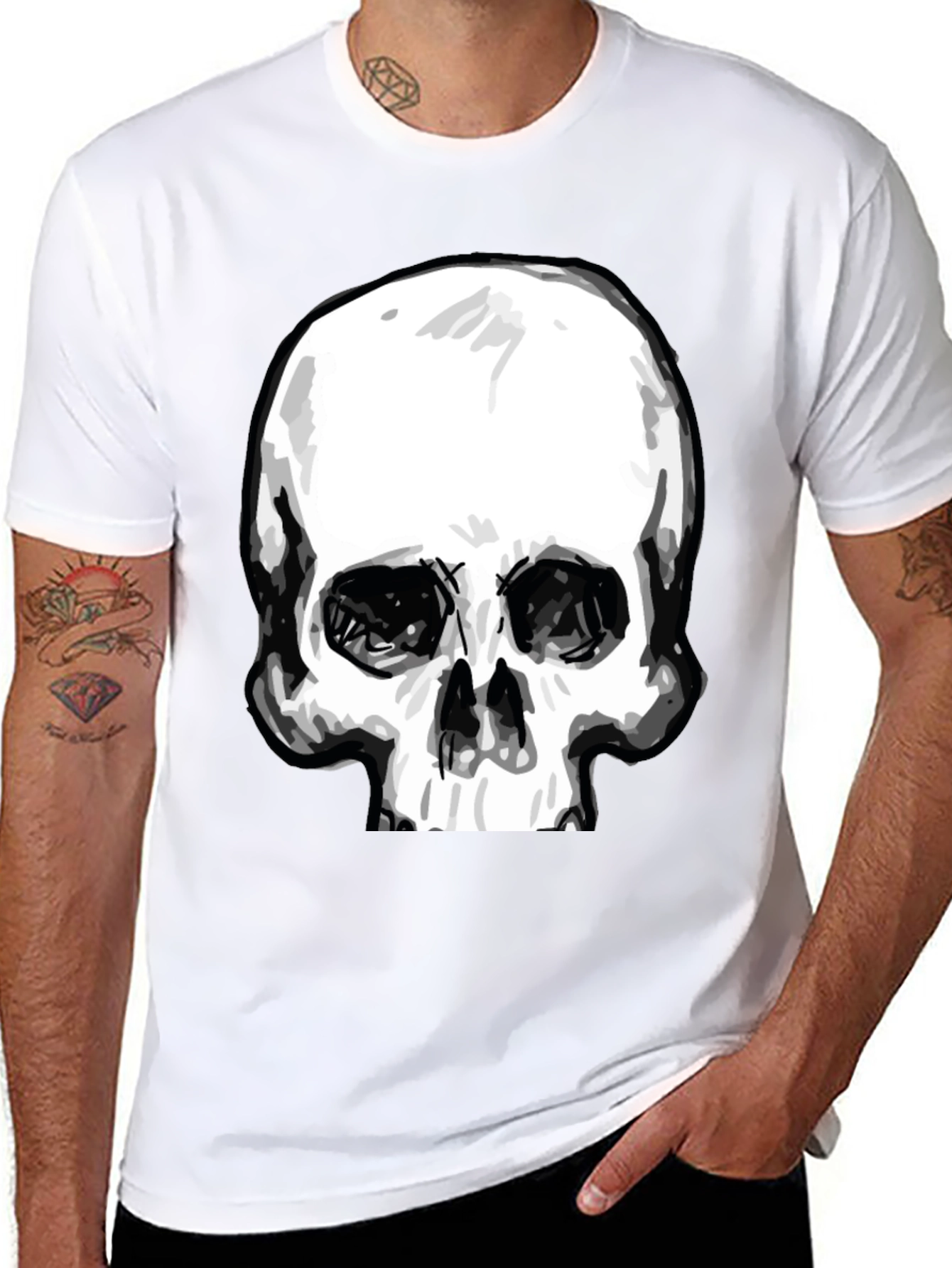 Skull Graphic Tee - Stylish Black Cotton T-Shirt