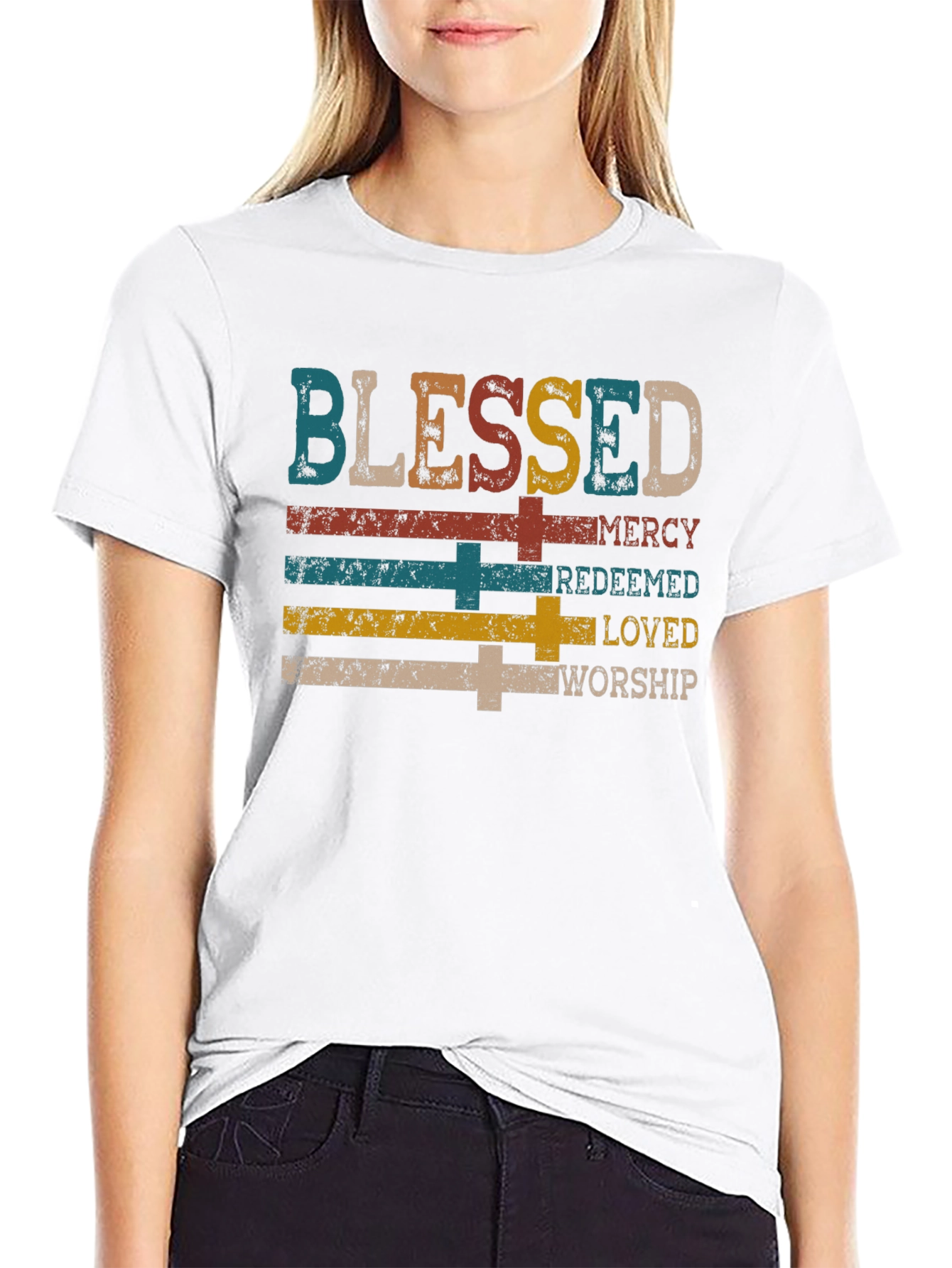 Blessed Mercy Redeemed Loved Worship Graphic Tee