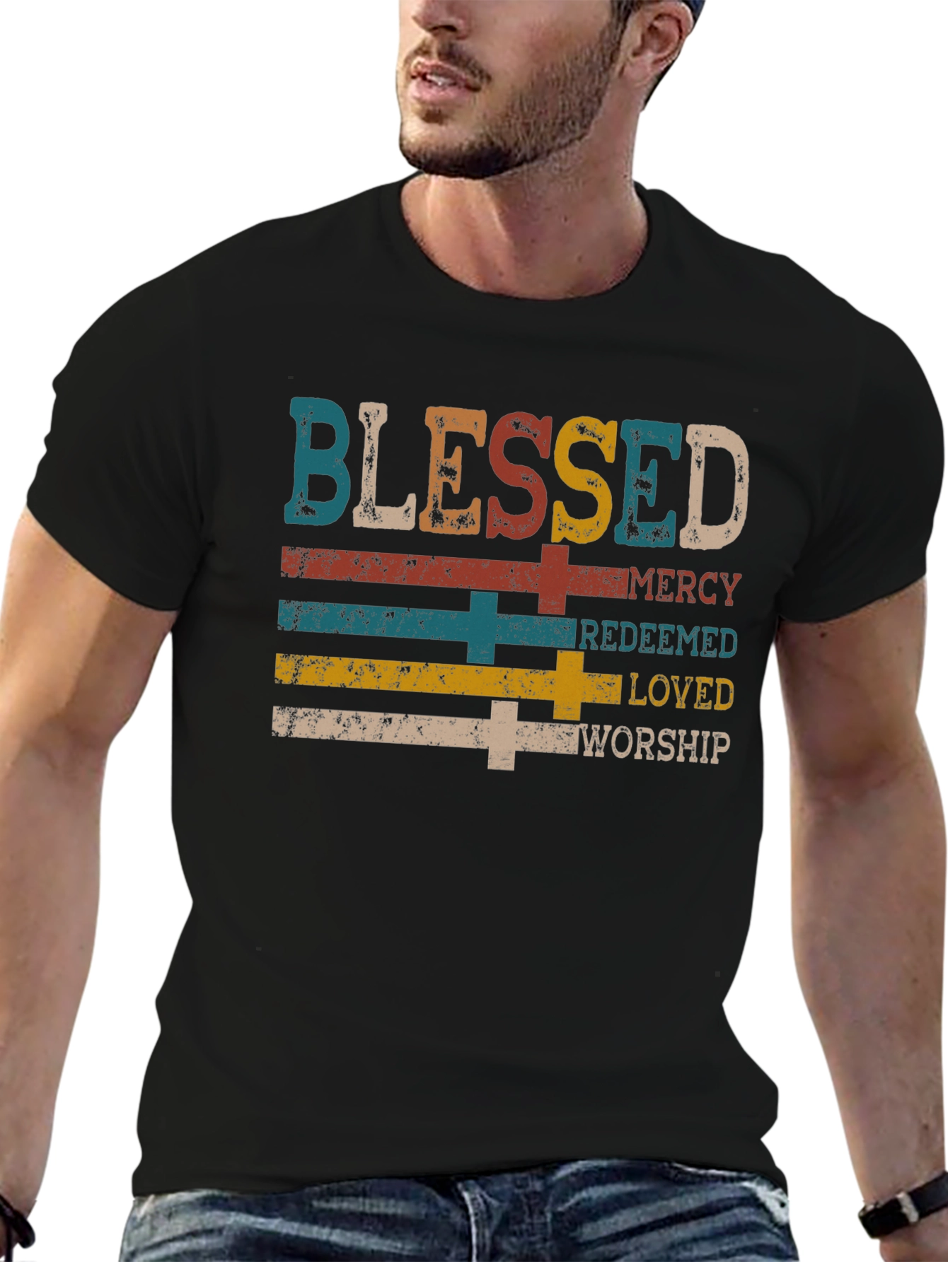 Blessed Mercy Redeemed Loved Worship Graphic Tee