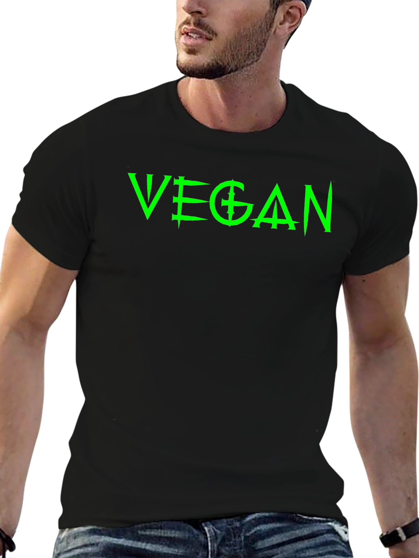 Vegan Statement T-Shirt - Bold Green Graphic