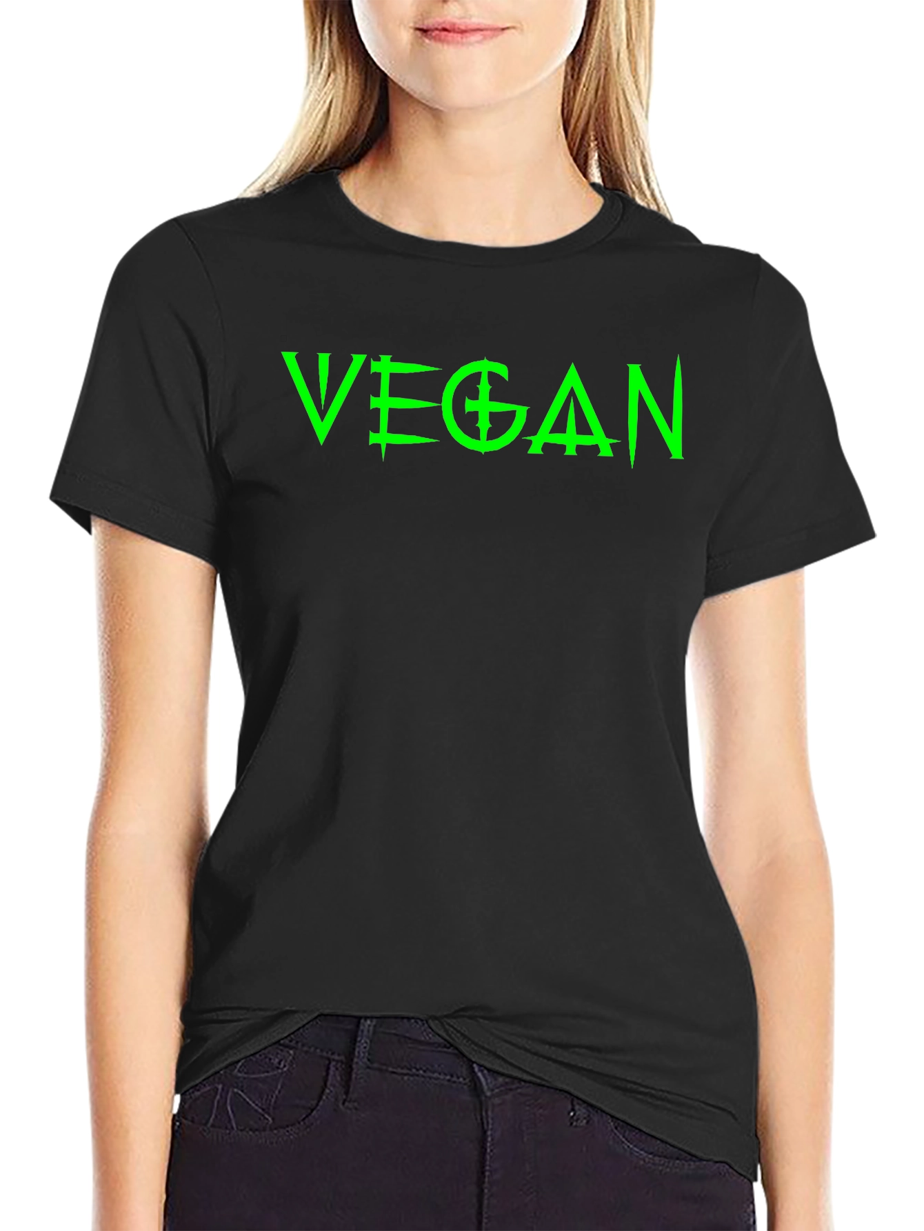 Vegan Statement T-Shirt - Bold Green Graphic