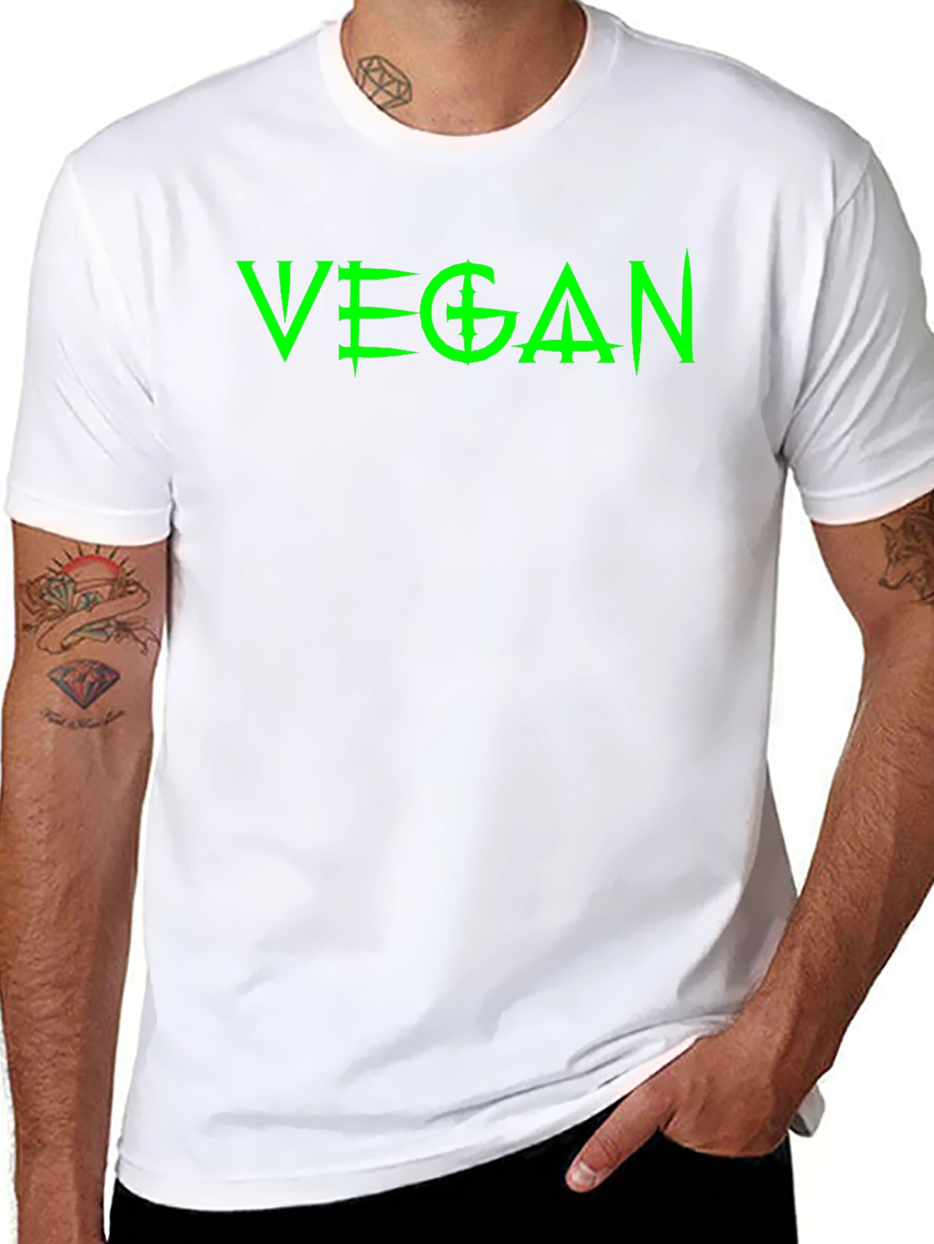 Vegan Statement T-Shirt - Bold Green Graphic