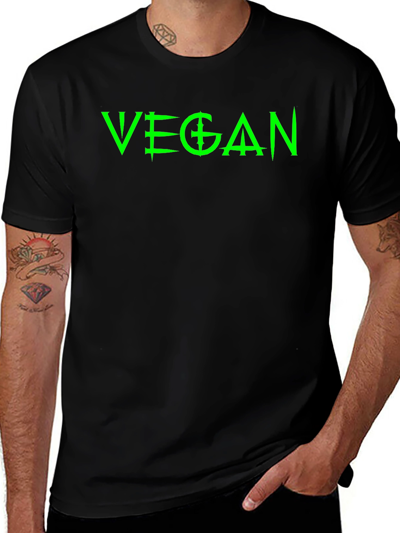 Vegan Statement T-Shirt - Bold Green Graphic