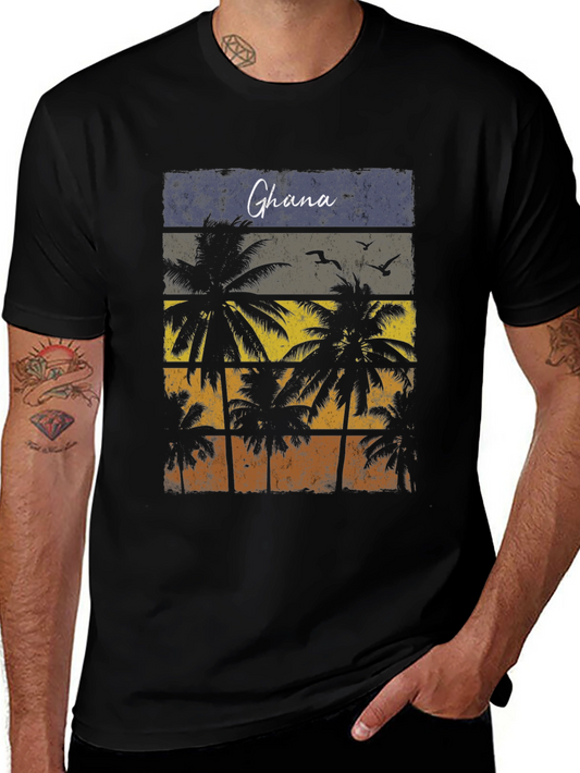 Ghana Palm Tree T-Shirt - Retro Beach Design