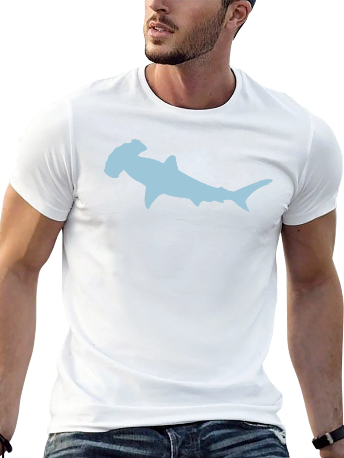 Hammerhead Shark Graphic Tee - Black Cotton T-Shirt