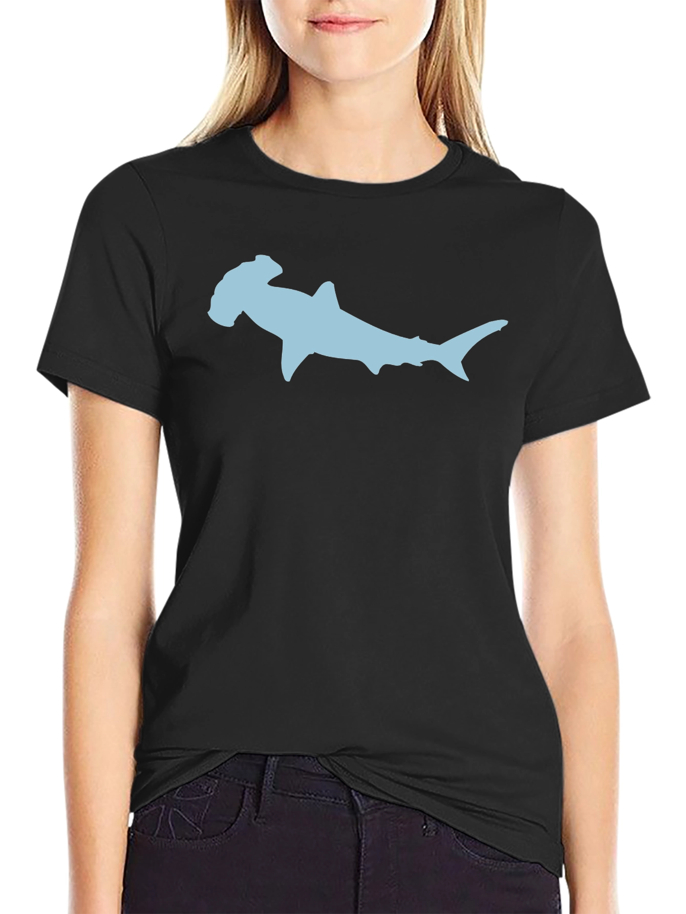Hammerhead Shark Graphic Tee - Black Cotton T-Shirt