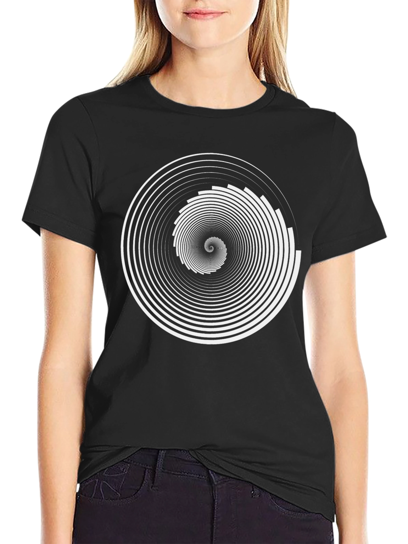 Optical Illusion Spiral Graphic T-Shirt