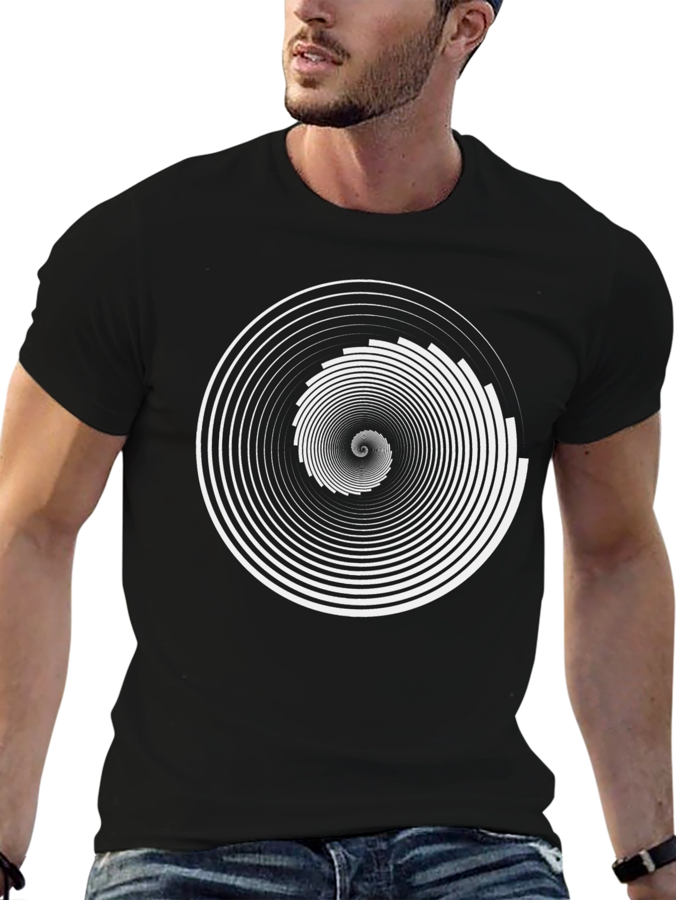 Optical Illusion Spiral Graphic T-Shirt