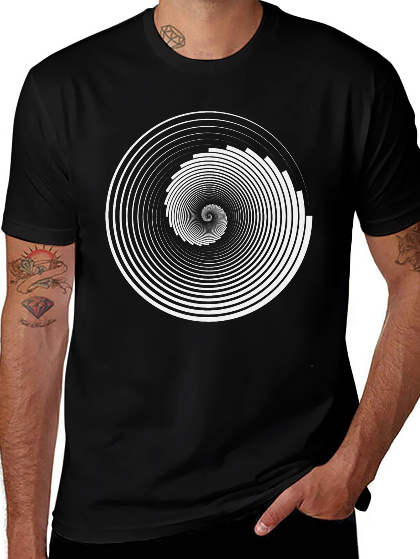 Optical Illusion Spiral Graphic T-Shirt
