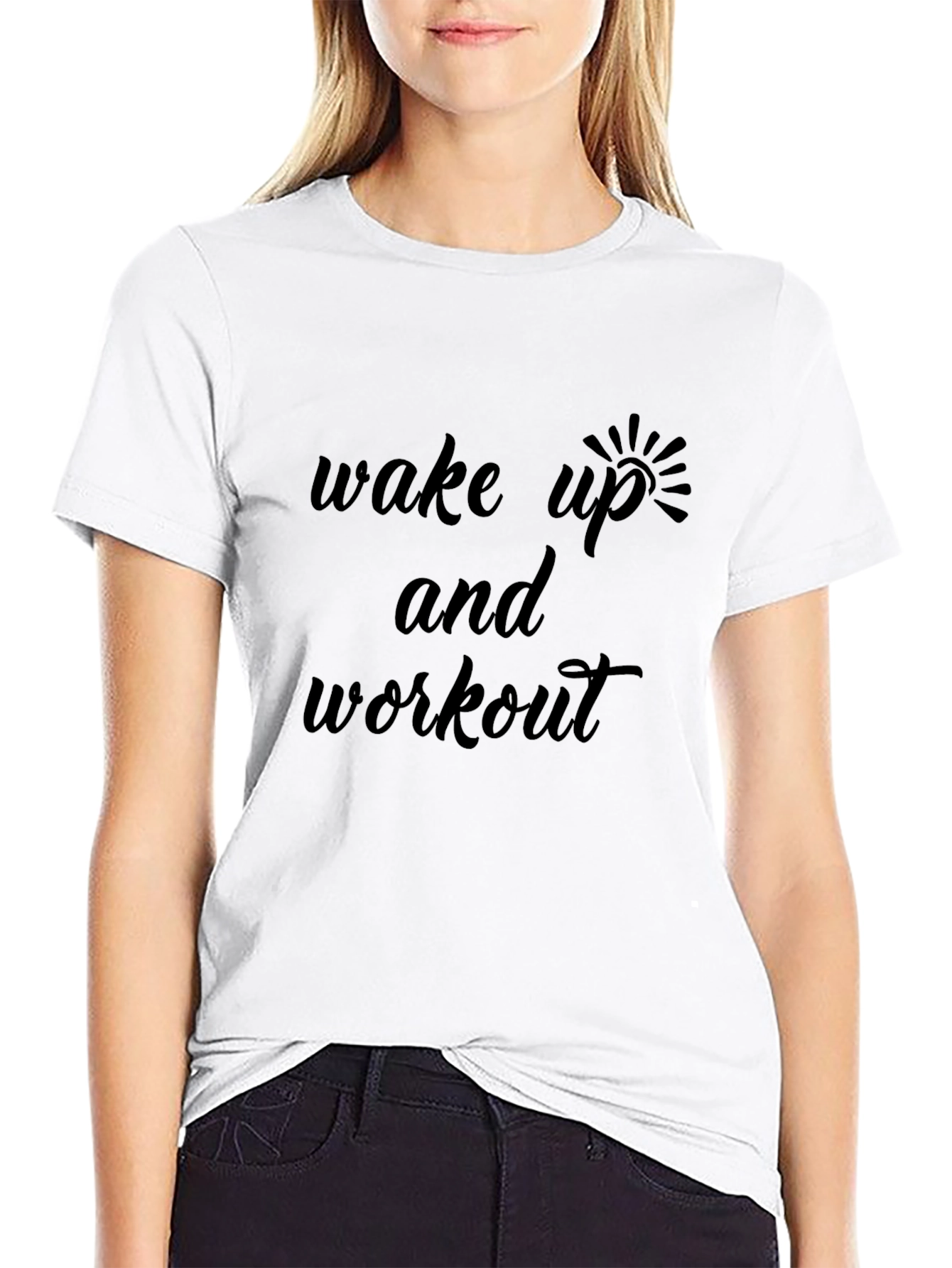 Wake Up and Workout Graphic T-Shirt - Black