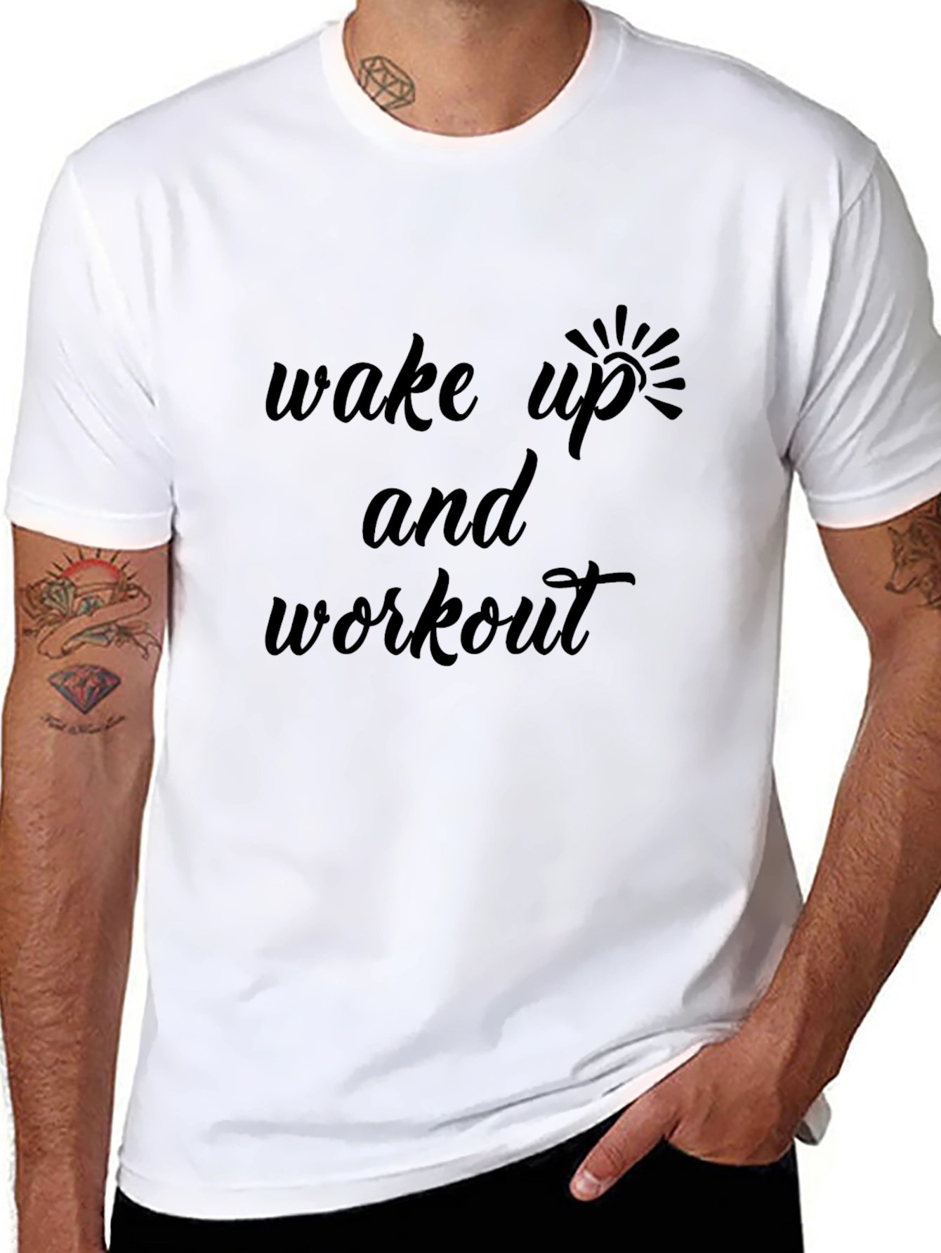 Wake Up and Workout Graphic T-Shirt - Black