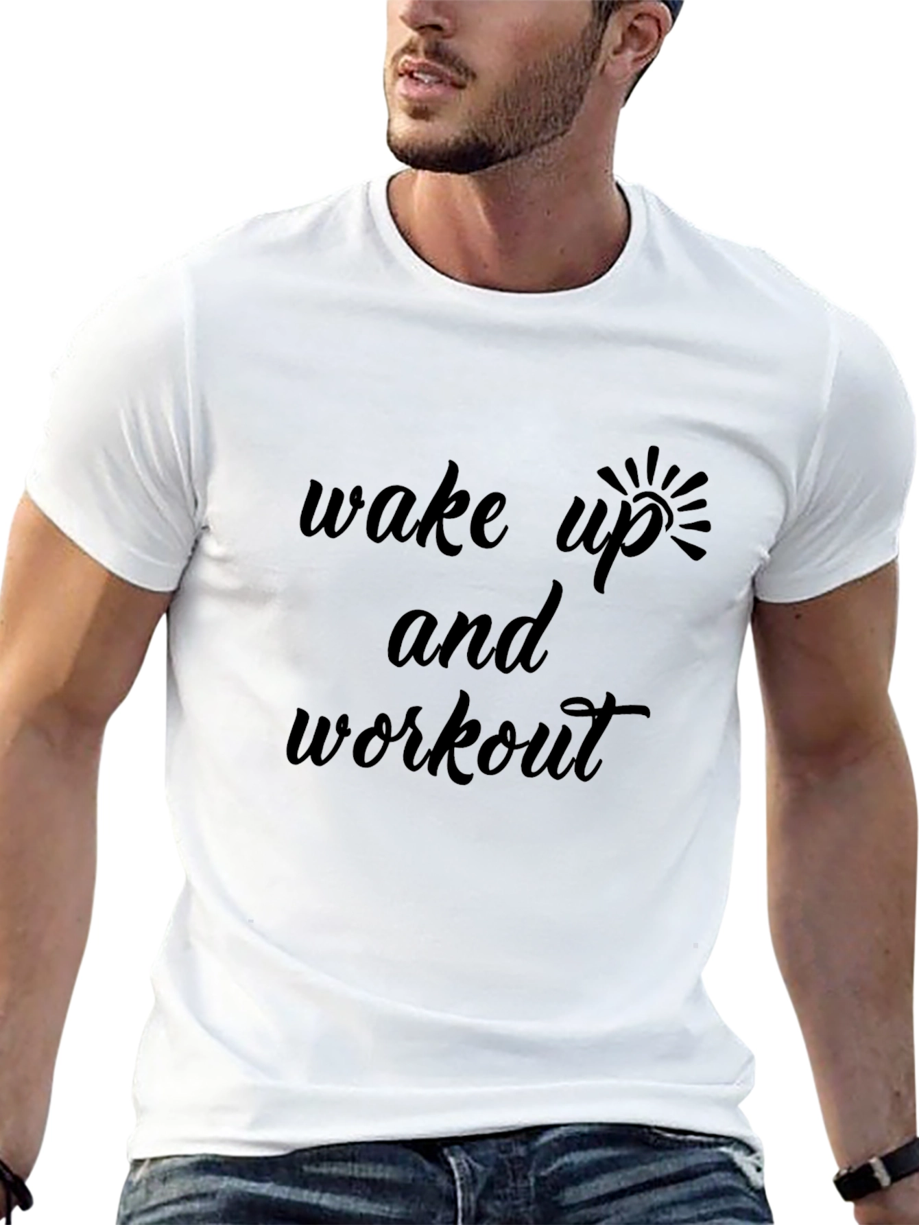 Wake Up and Workout Graphic T-Shirt - Black