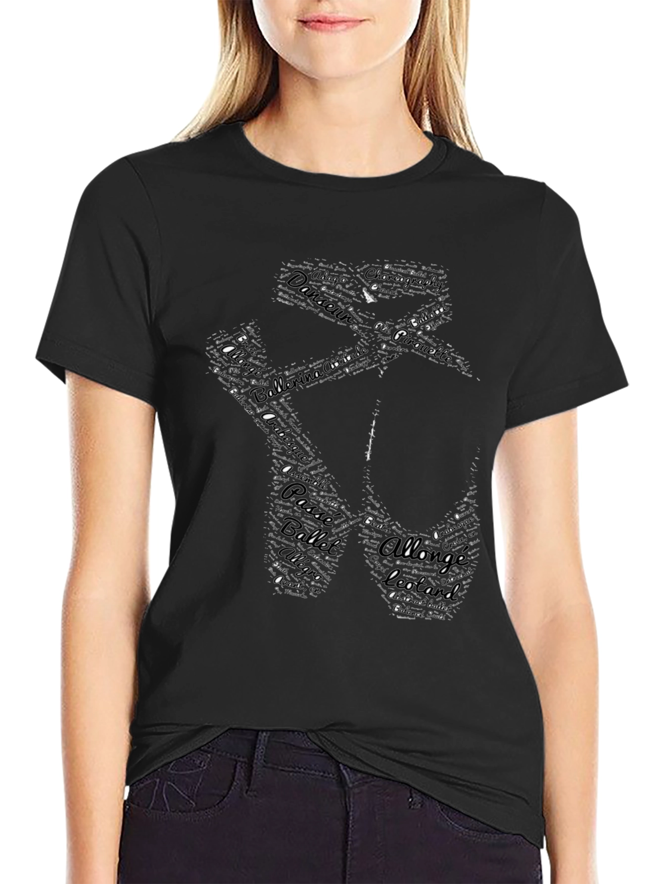 Ballet Pointe Shoe Graphic Tee - Black