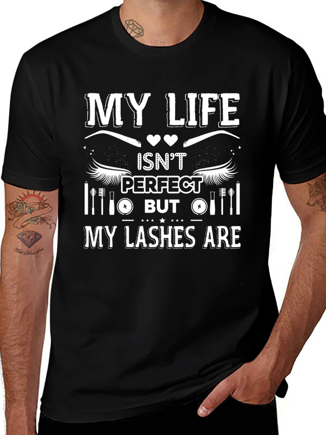 My Lashes Are Perfect Black Graphic T-Shirt