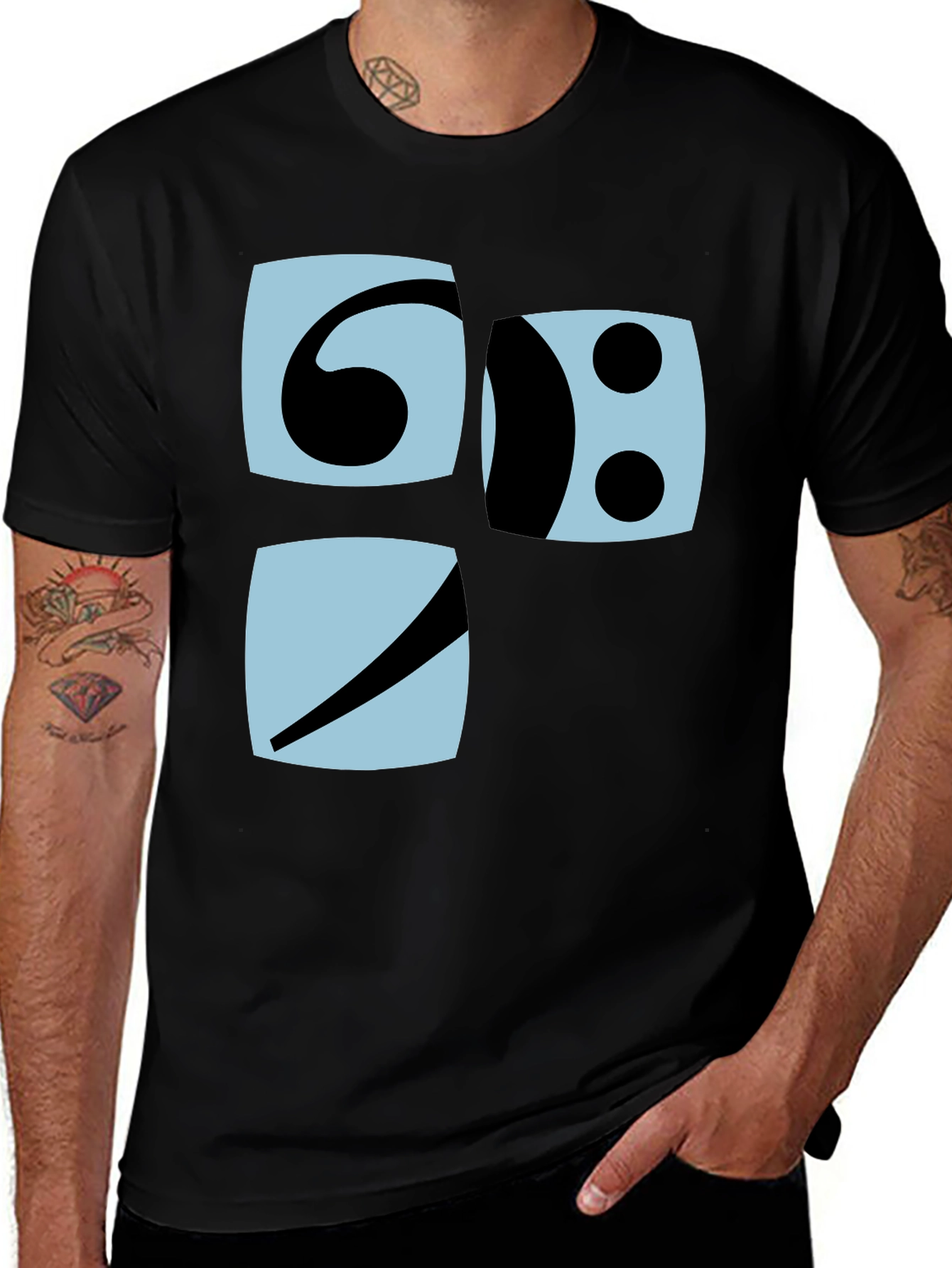 Modern Graphic Tee - Bass Clef Design