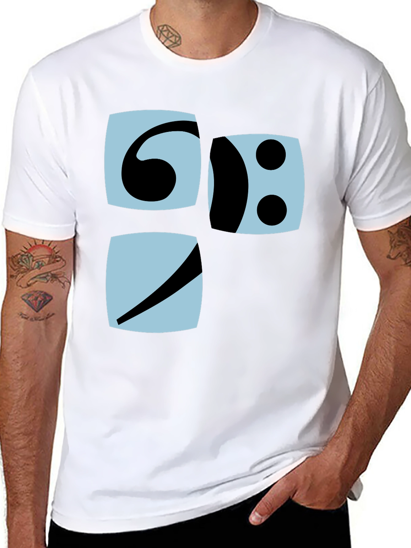 Modern Graphic Tee - Bass Clef Design
