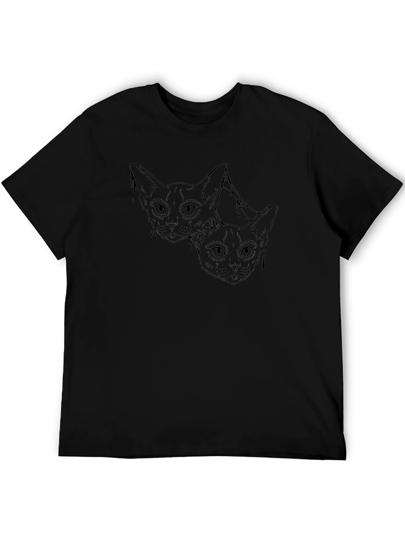 Cool Cat Outline Graphic T-Shirt