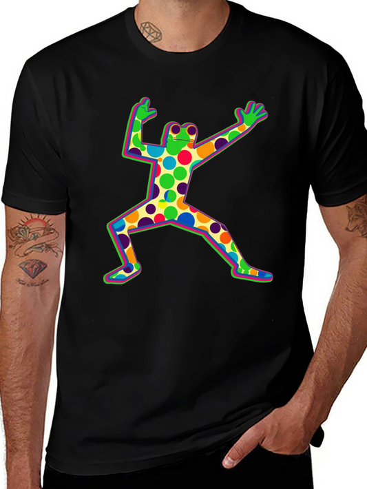 Funky Frog Graphic Tee - Black Cotton Shirt