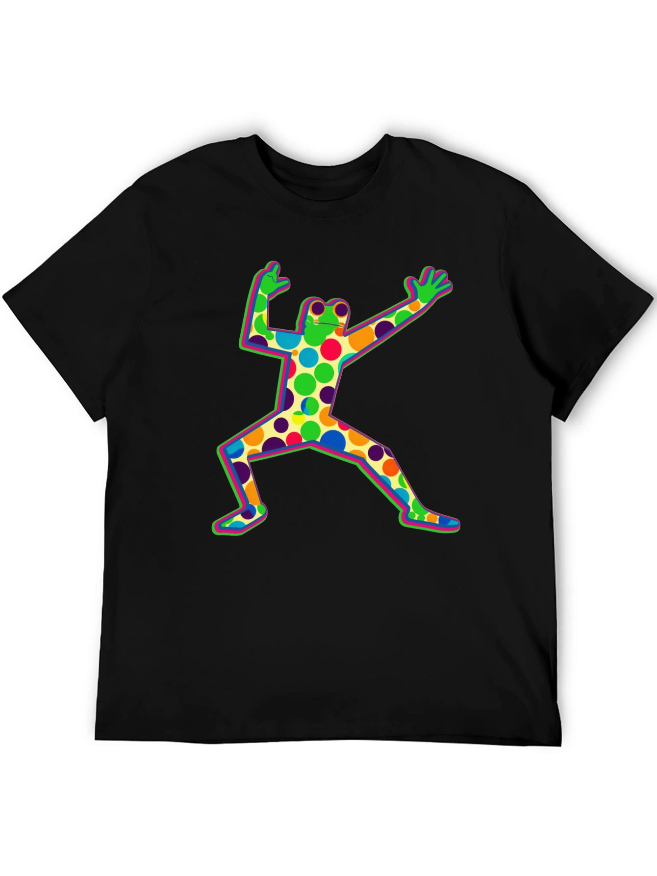 Funky Frog Graphic Tee - Black Cotton Shirt