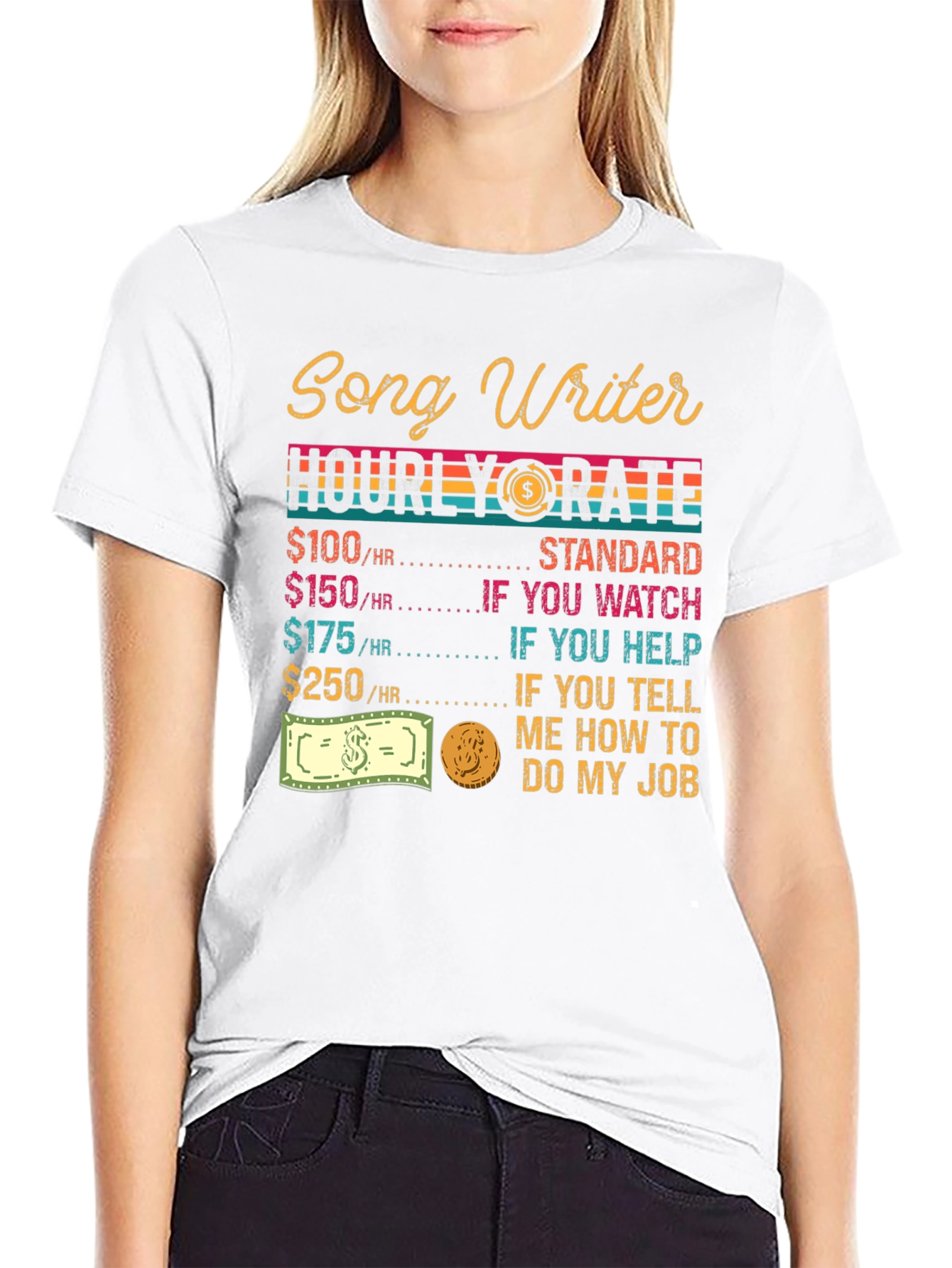 Songwriter Hourly Rate Black Graphic Tee