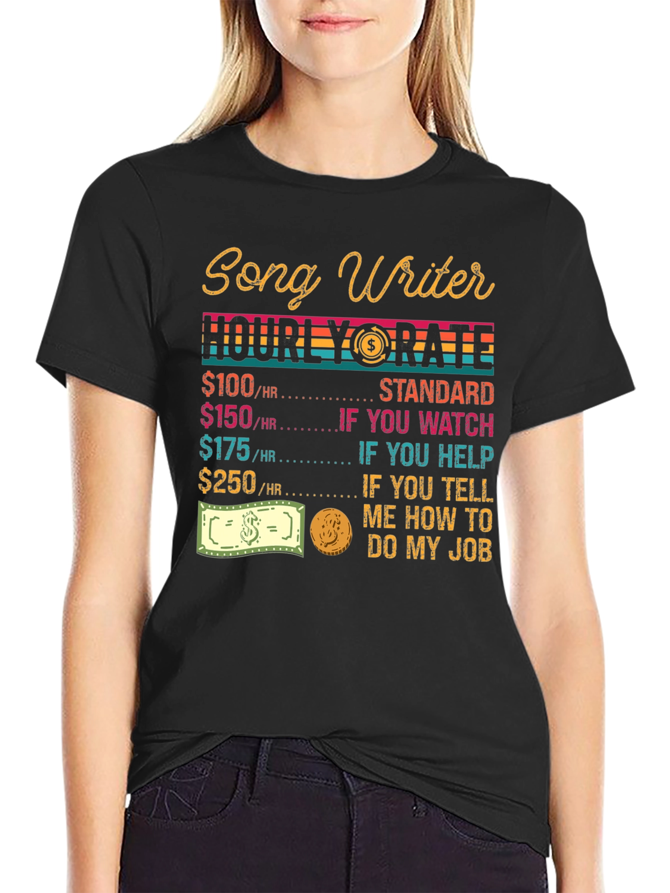 Songwriter Hourly Rate Black Graphic Tee