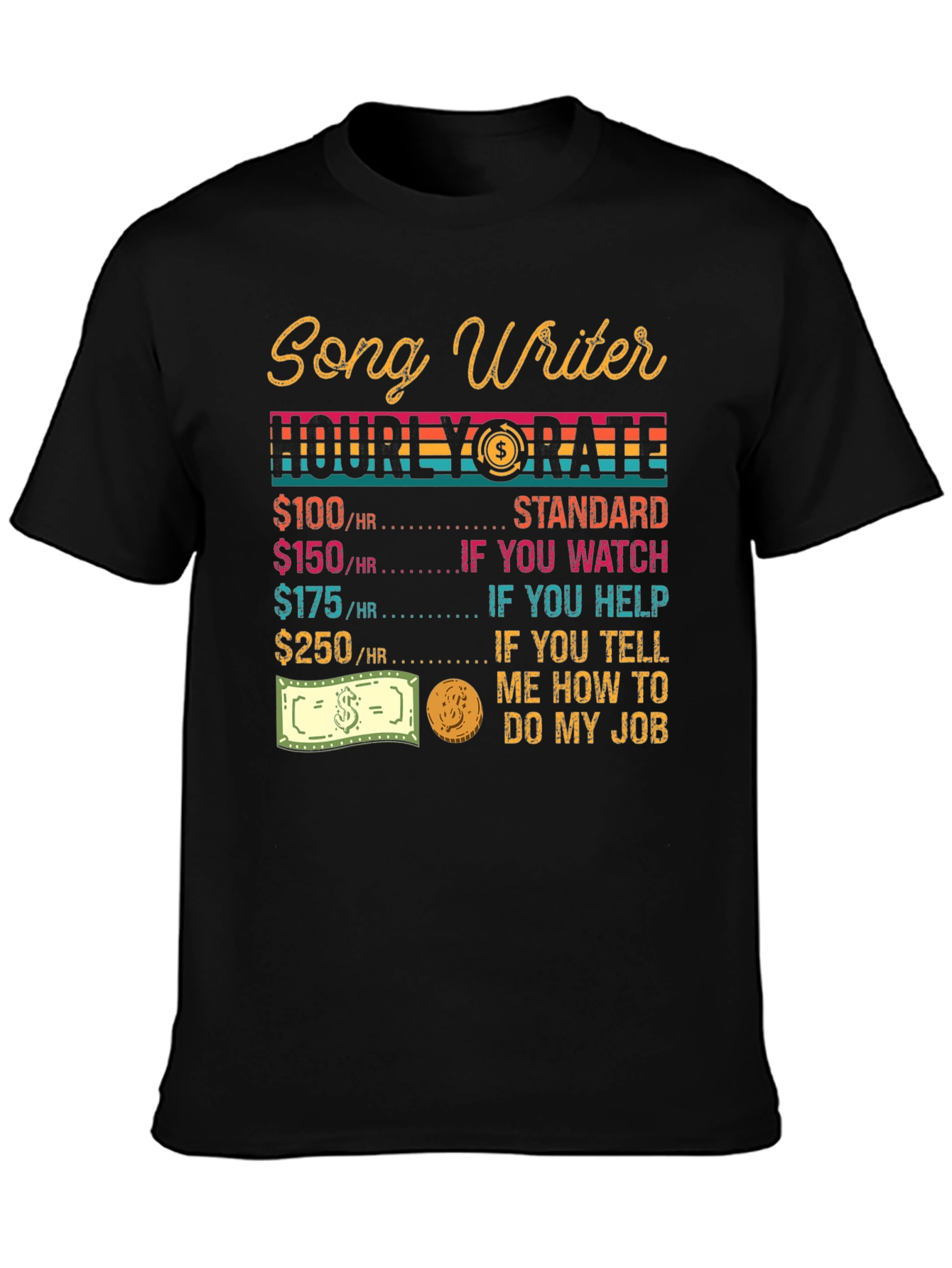Songwriter Hourly Rate Black Graphic Tee