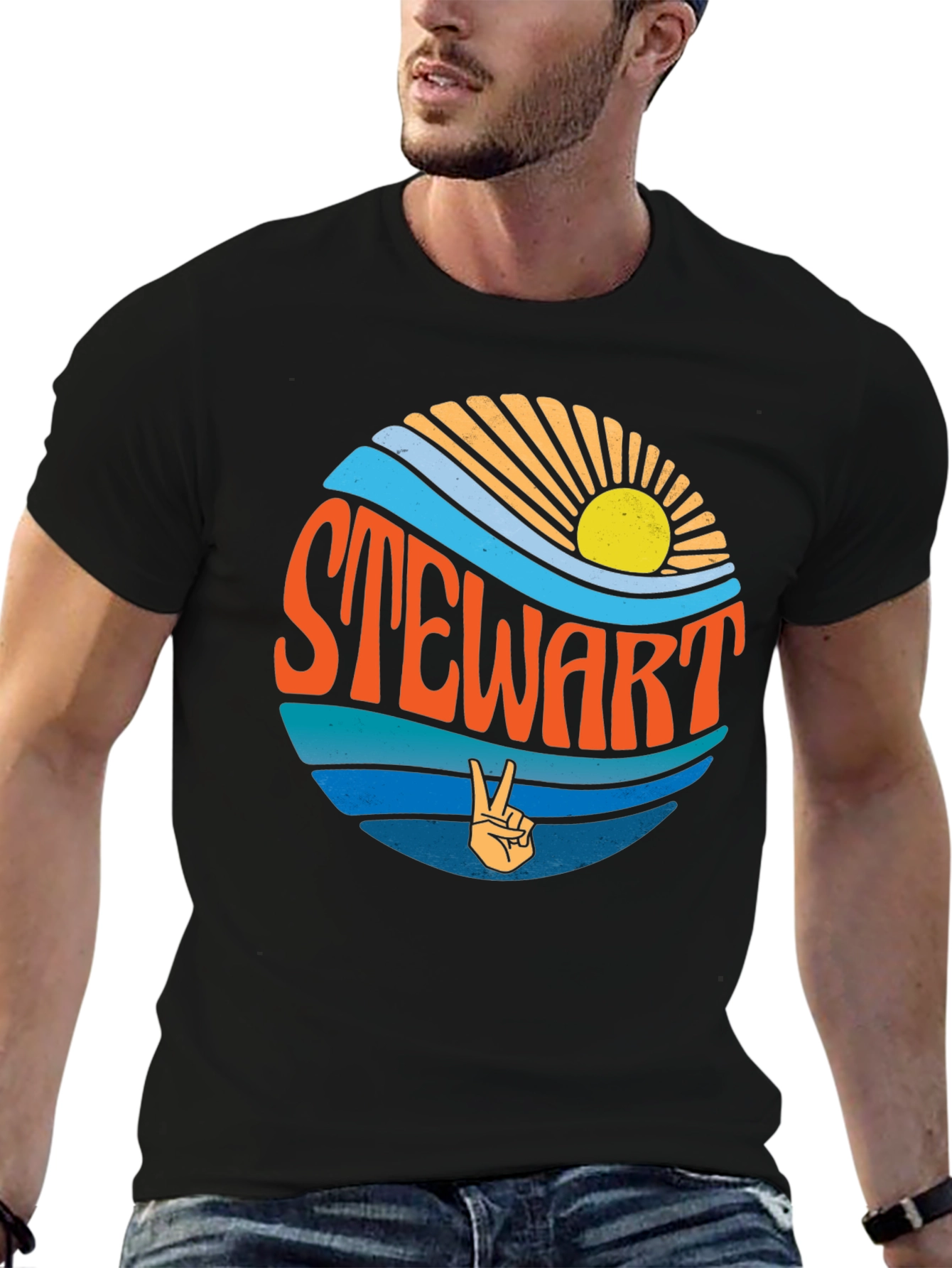 Stewart Retro Graphic T-Shirt - Peace and Sunshine