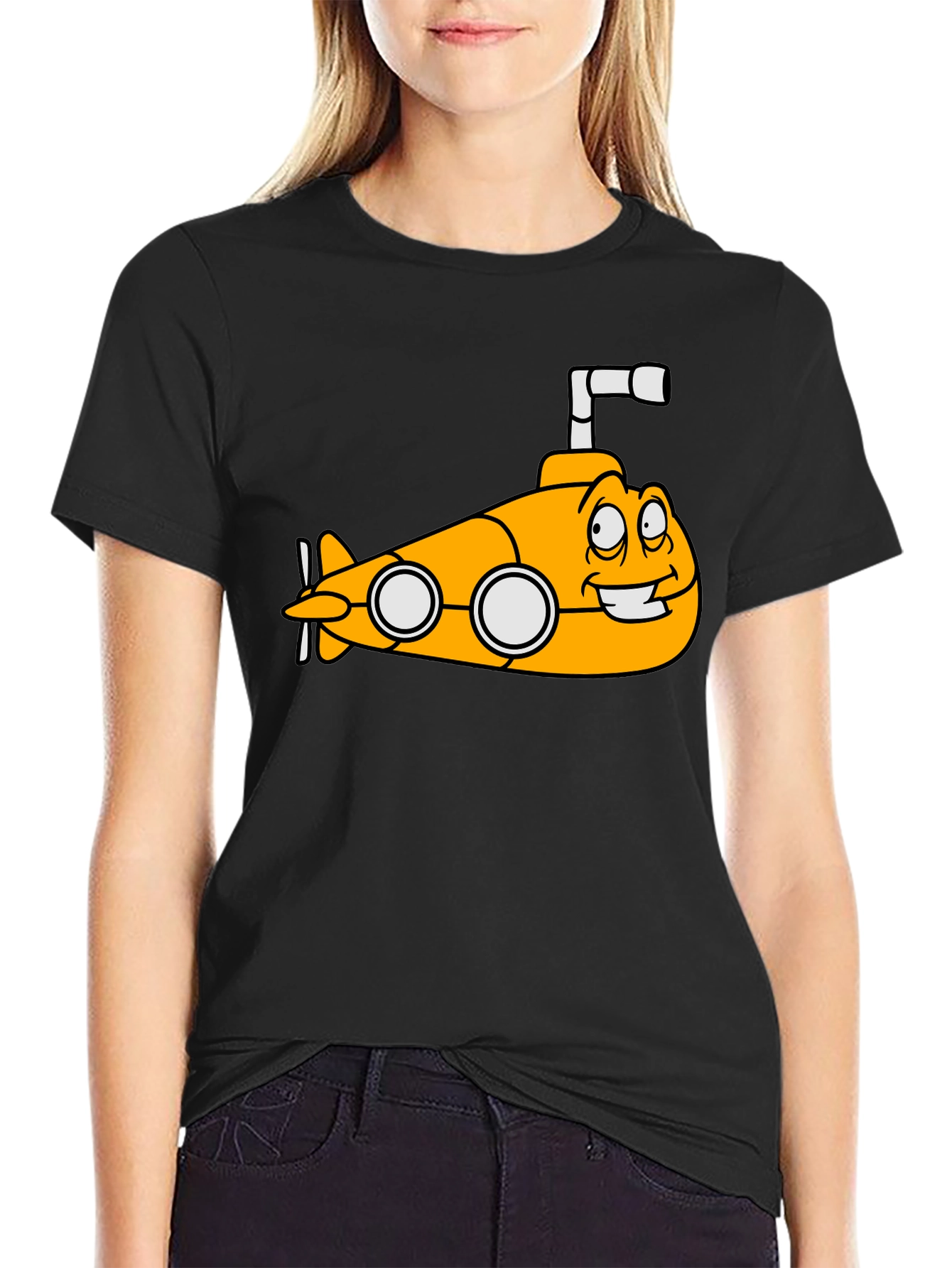 Yellow Submarine Cartoon Graphic T-Shirt