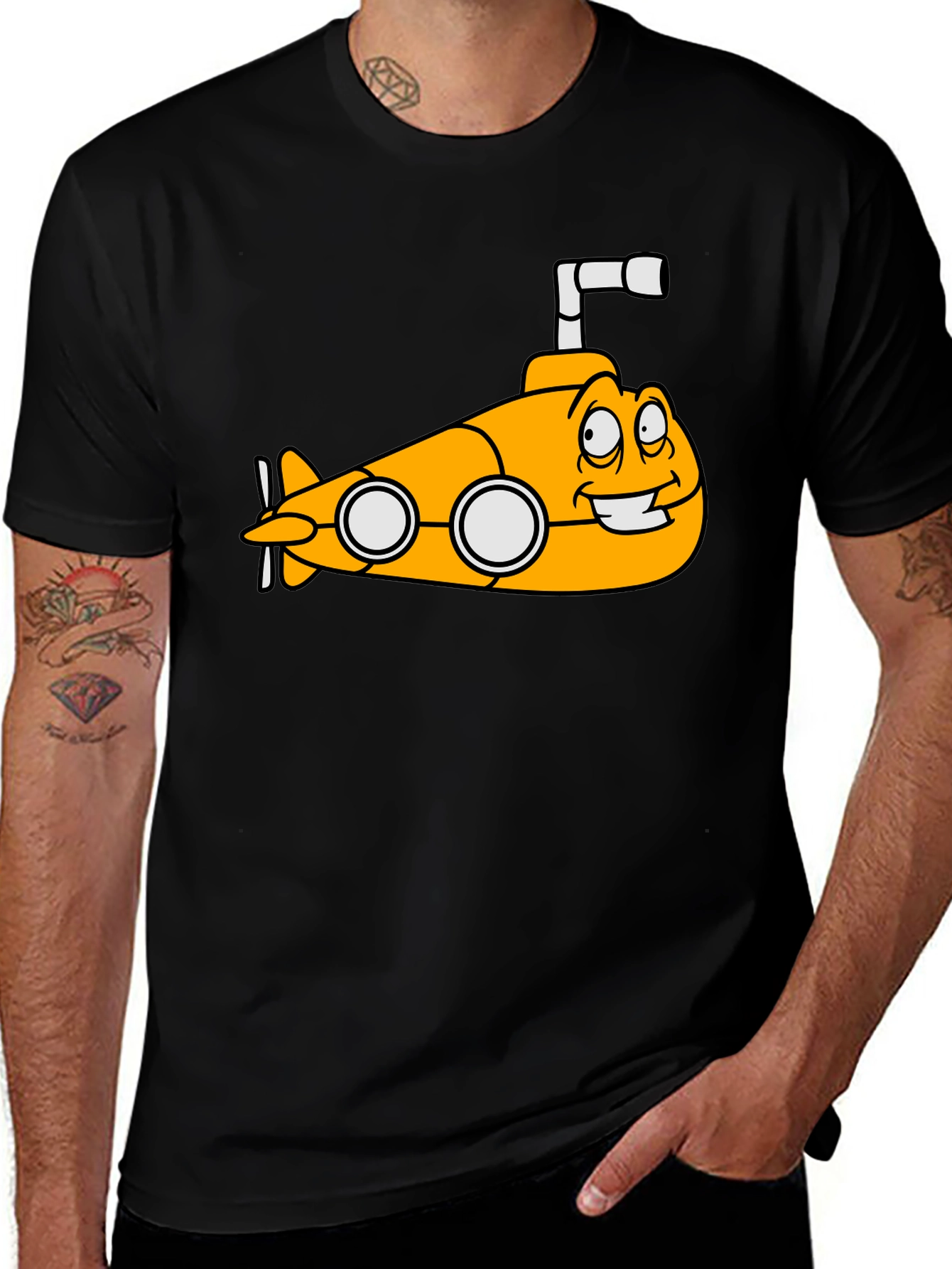 Yellow Submarine Cartoon Graphic T-Shirt