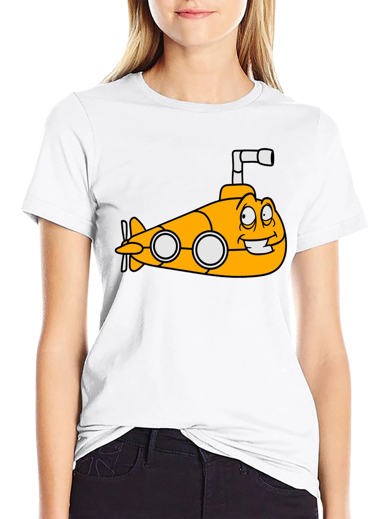 Yellow Submarine Cartoon Graphic T-Shirt