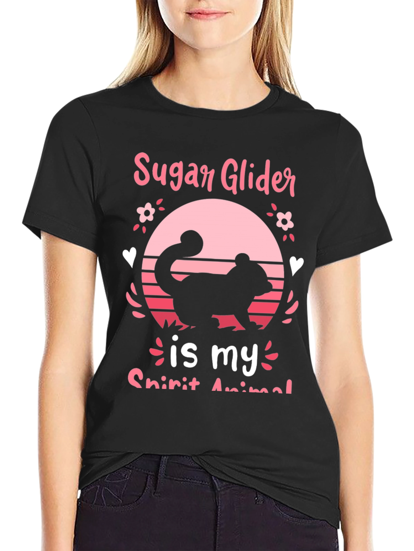 Sugar Glider Spirit Animal Black Graphic Tee