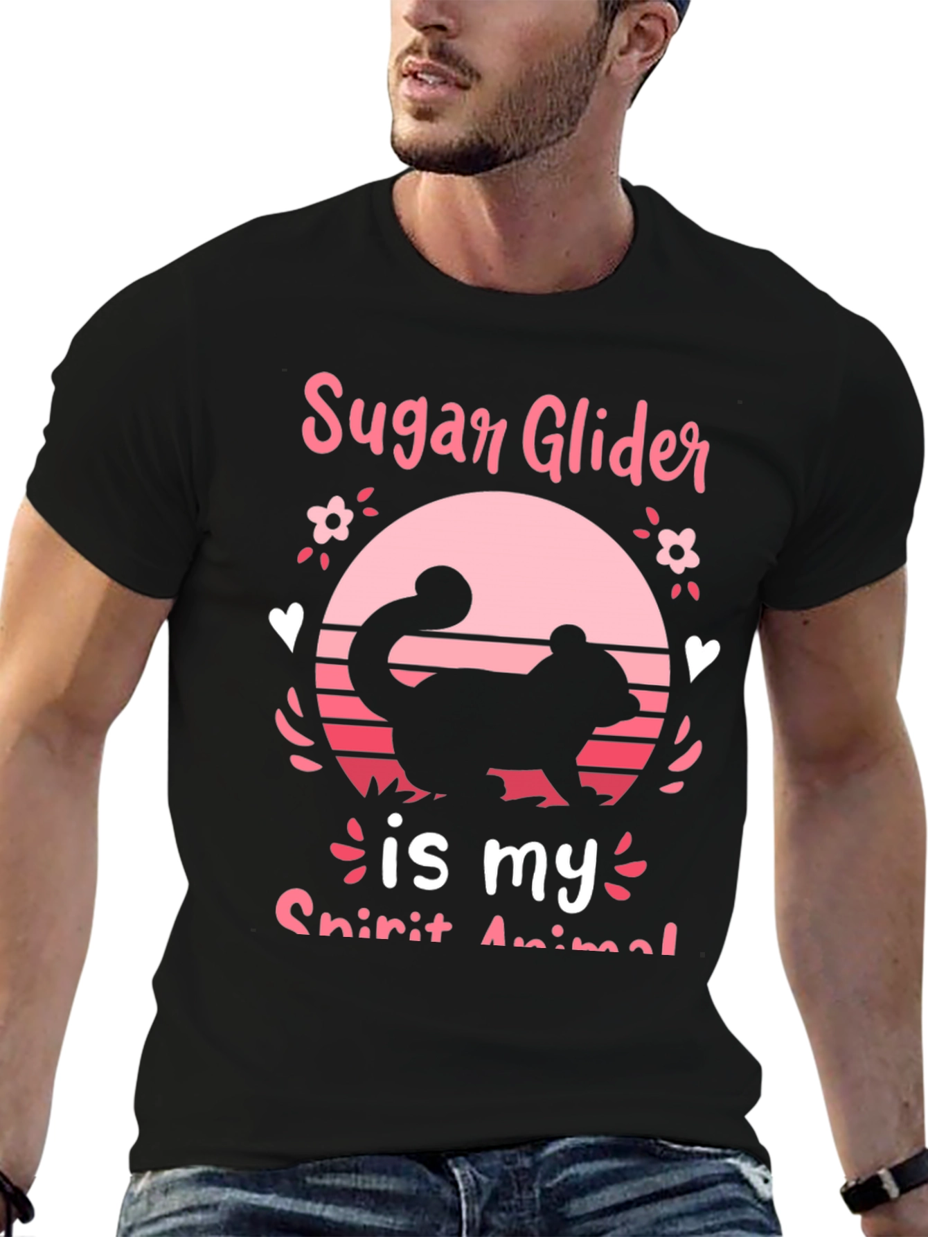 Sugar Glider Spirit Animal Black Graphic Tee