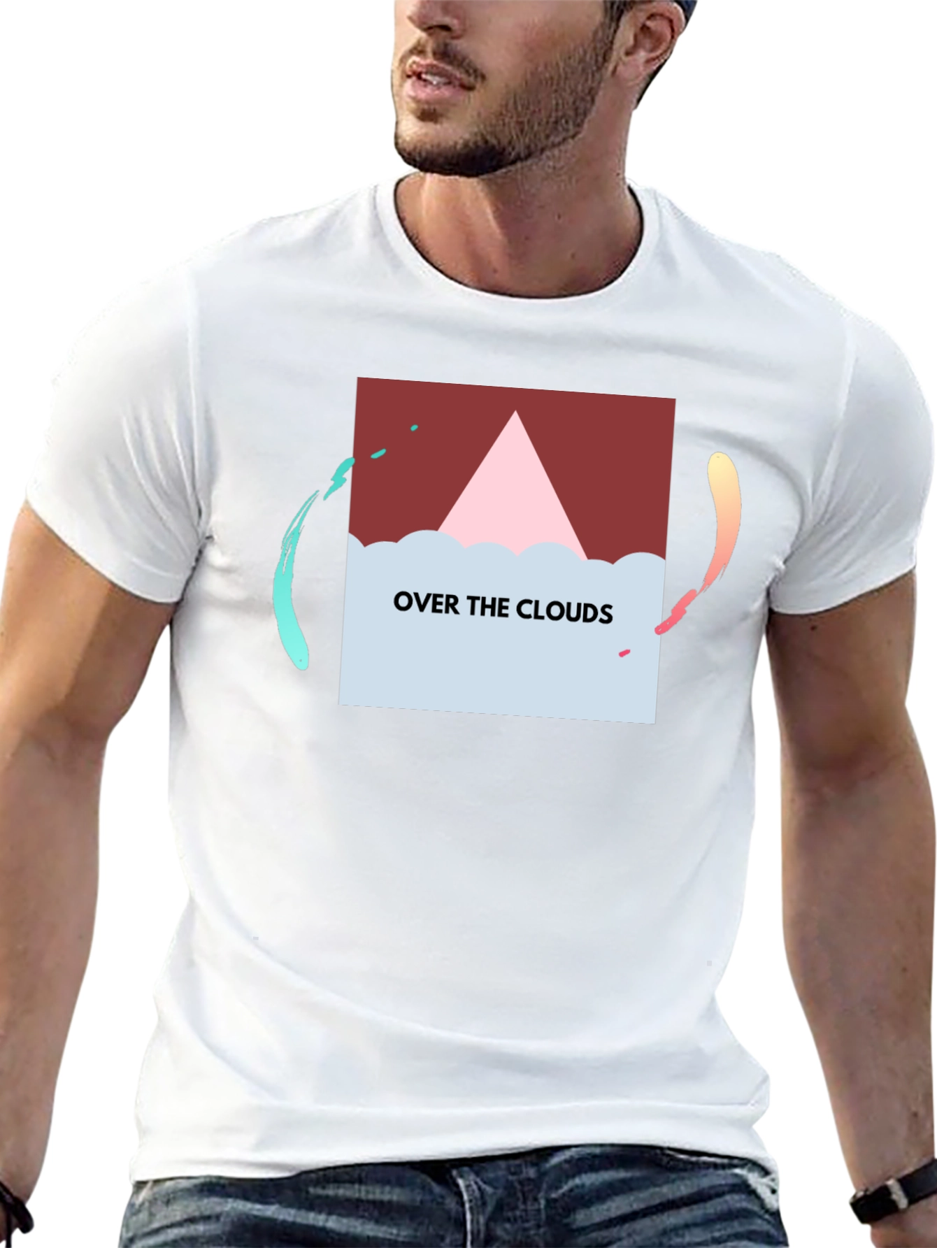 Over the Clouds Graphic Tee - Stylish Black T-Shirt