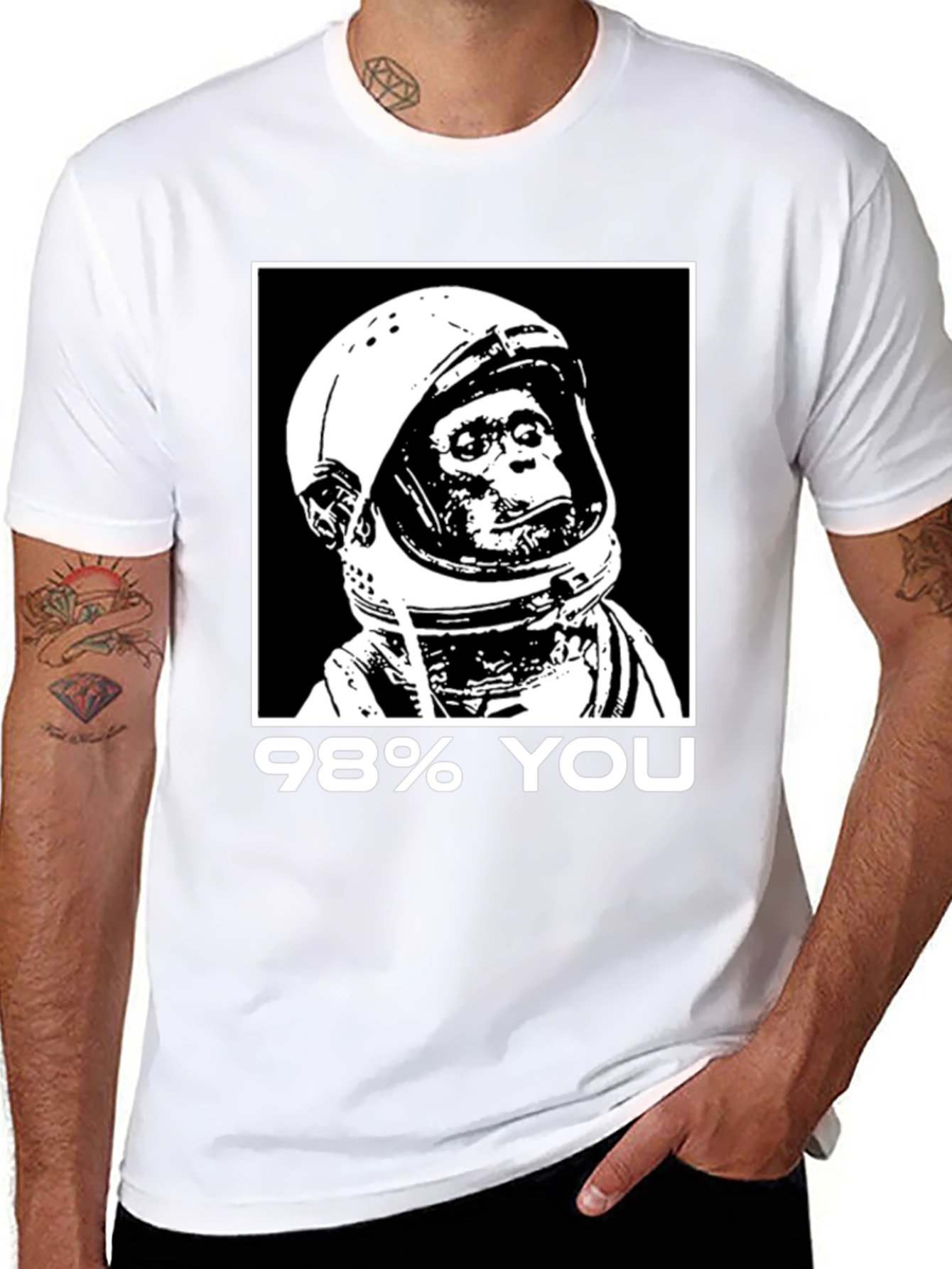 98% You Chimp Astronaut Black Graphic T-Shirt