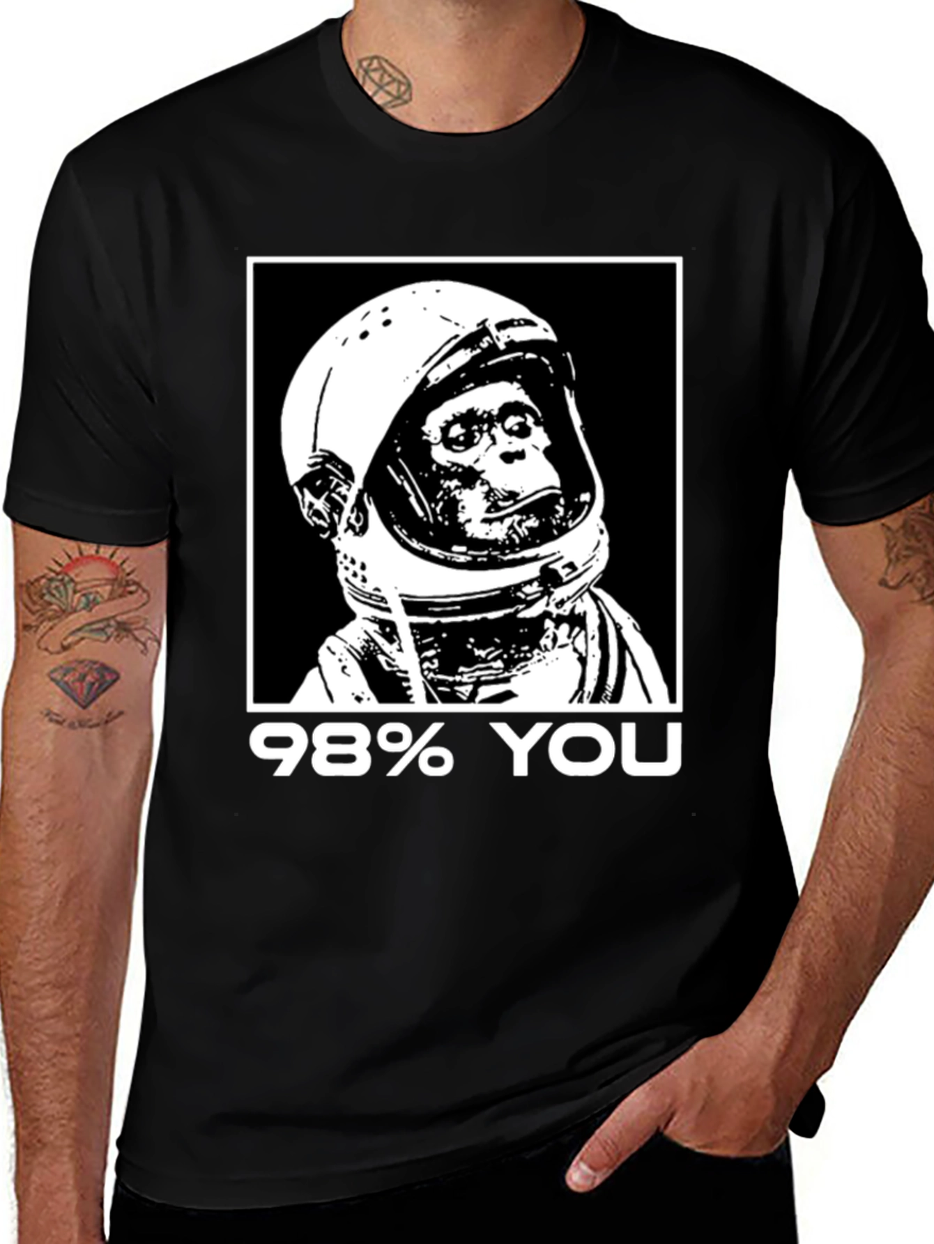98% You Chimp Astronaut Black Graphic T-Shirt