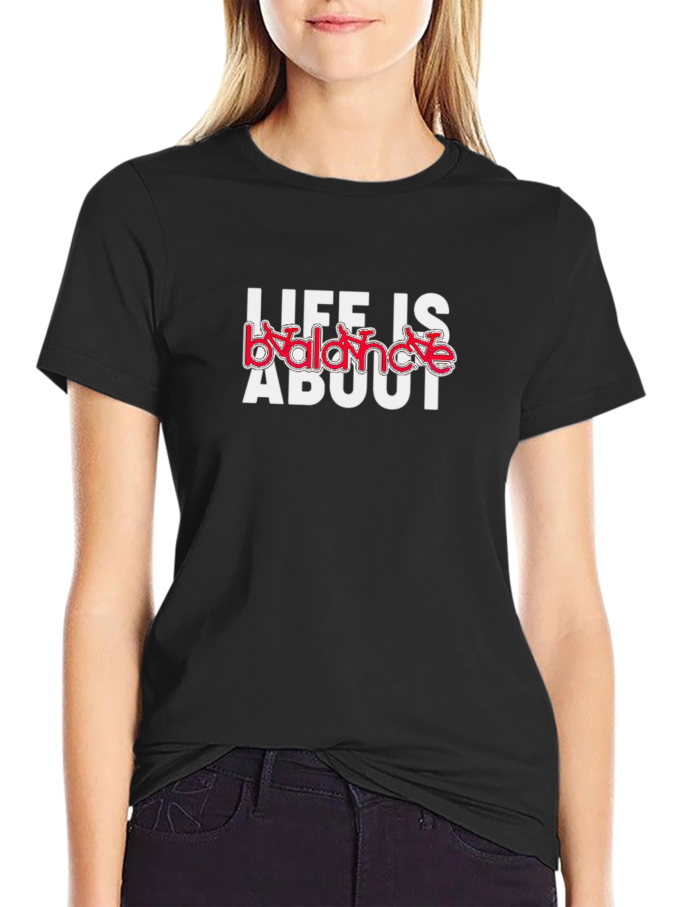 Life is About Balance Graphic Tee - Black Cotton