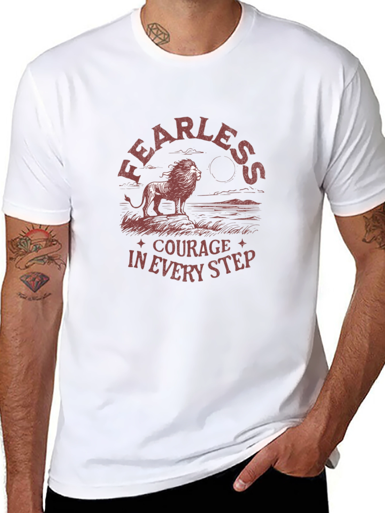 Fearless Courage Lion Graphic Black T-Shirt