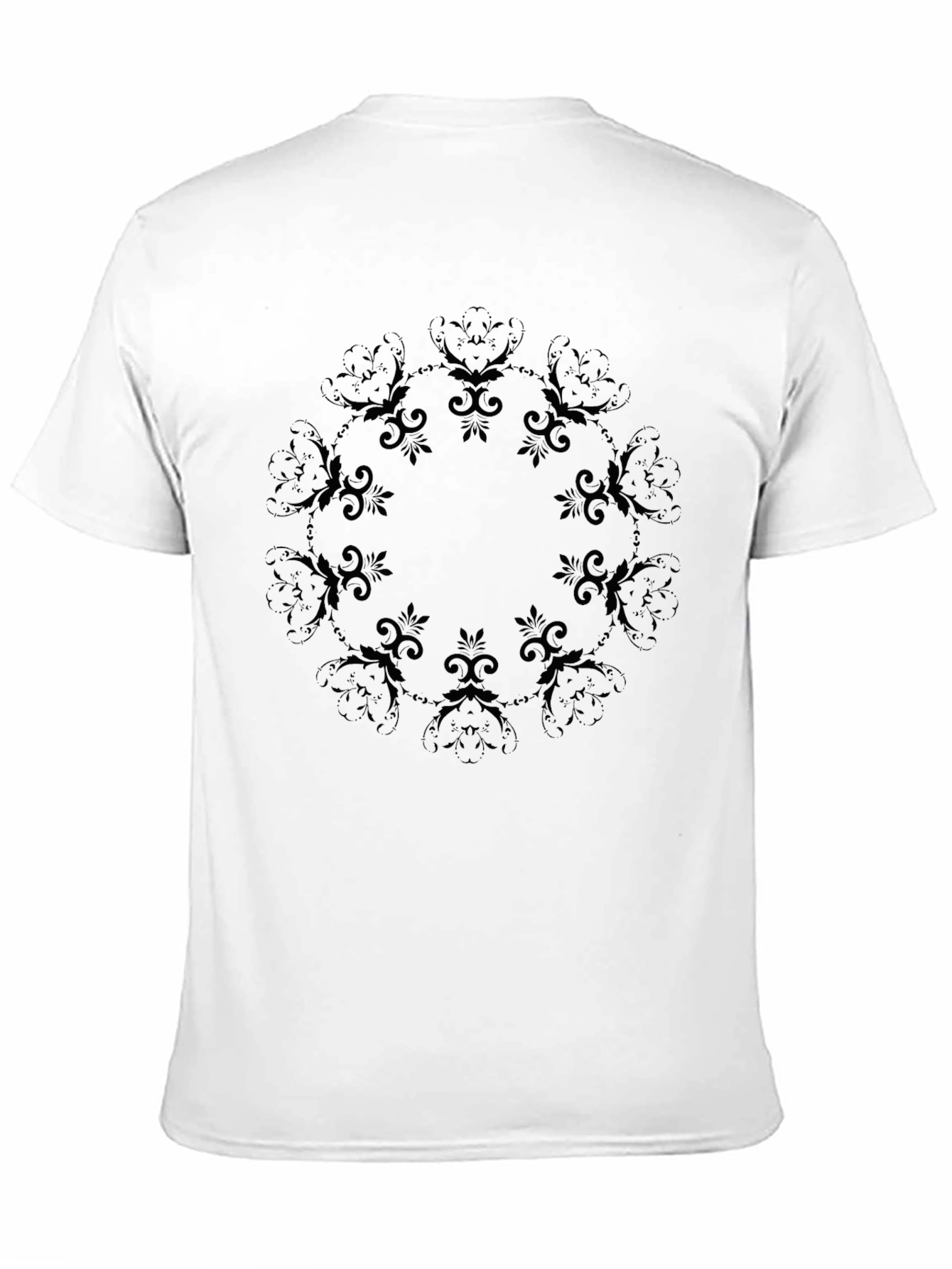 Elegant Black Floral Mandala Graphic Tee