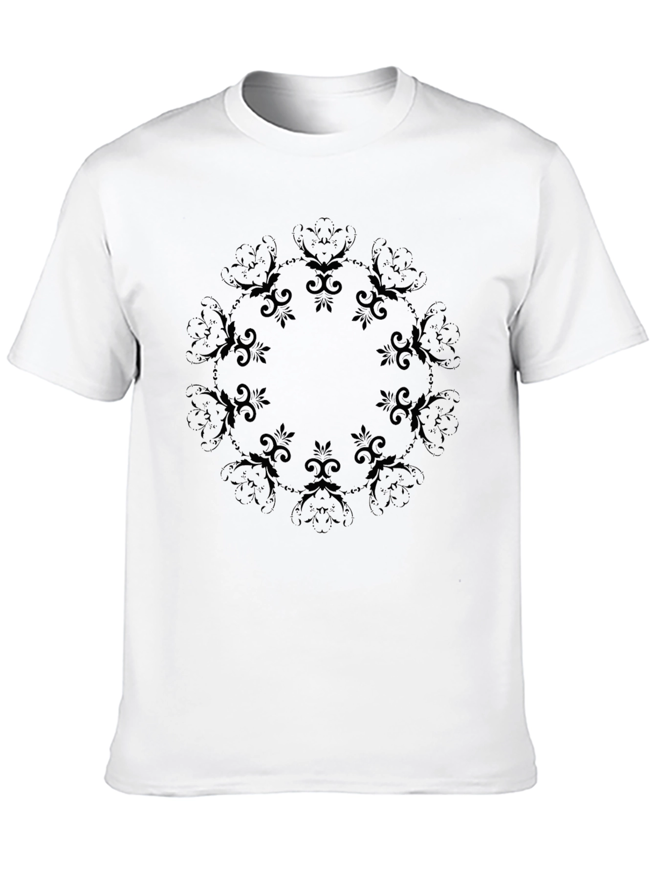 Elegant Black Floral Mandala Graphic Tee