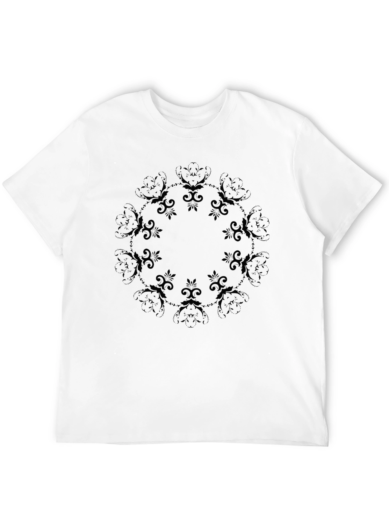 Elegant Black Floral Mandala Graphic Tee